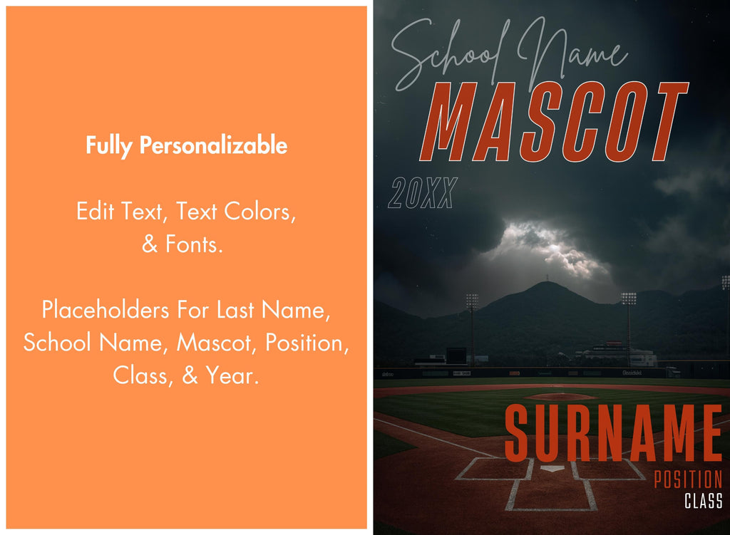 Moody Baseball Player Poster Template | Editable in Canva | 2:3