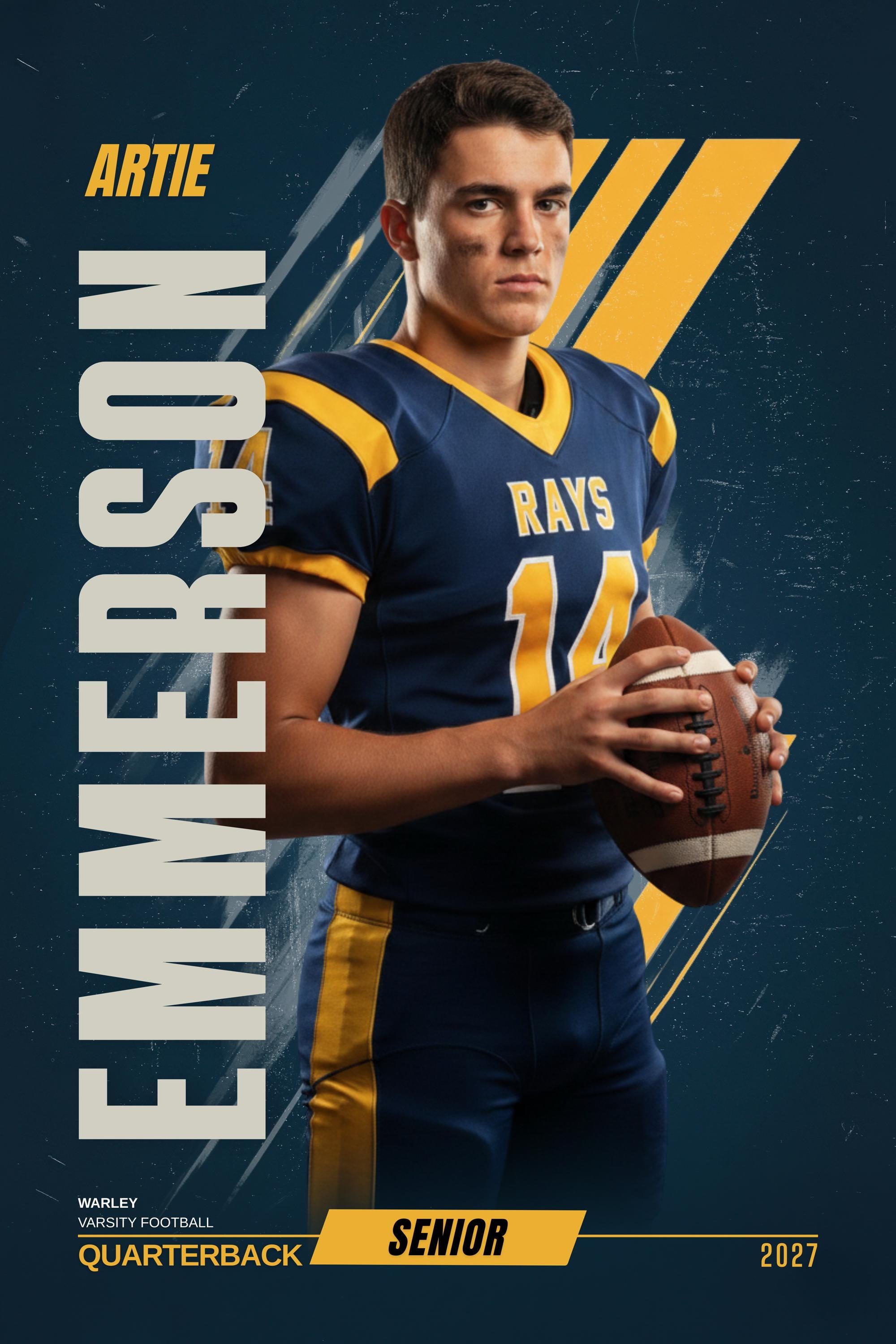 Graphic Stripe Football Poster Template | Editable in Canva | 2:3