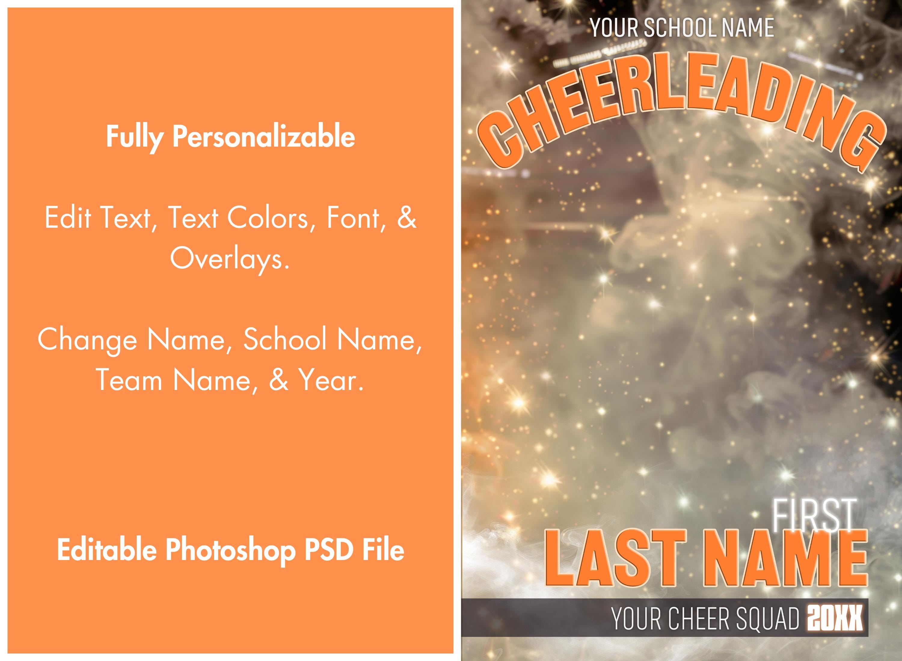 Smoke & Sparkles Cheerleader Poster Template | Editable in Photoshop | 2:3