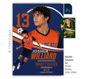 Editable soccer poster Photoshop template featuring a brick wall mural effect, oversized jersey number, layered player composition, customizable athlete information, and a modern 5:7 sports design.