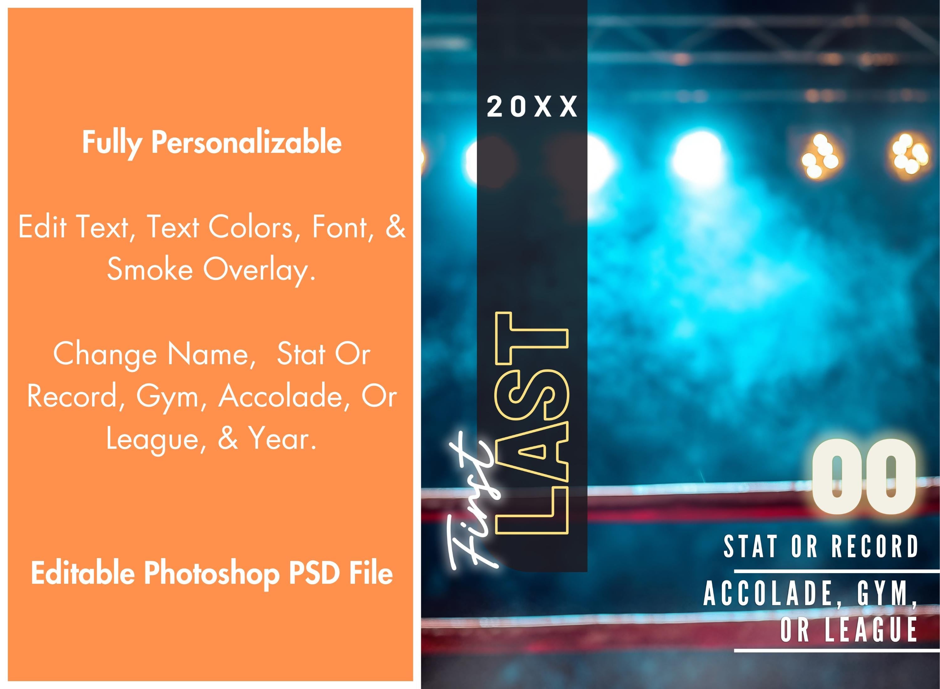 Showtime Lights Boxing Poster Template | Editable in Photoshop | 3:4