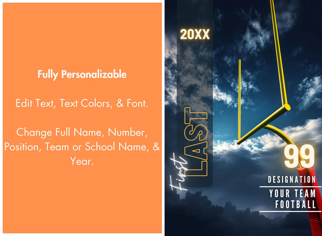 Field Goal Post Backdrop Football Poster Template | Editable in Canva | 2:3