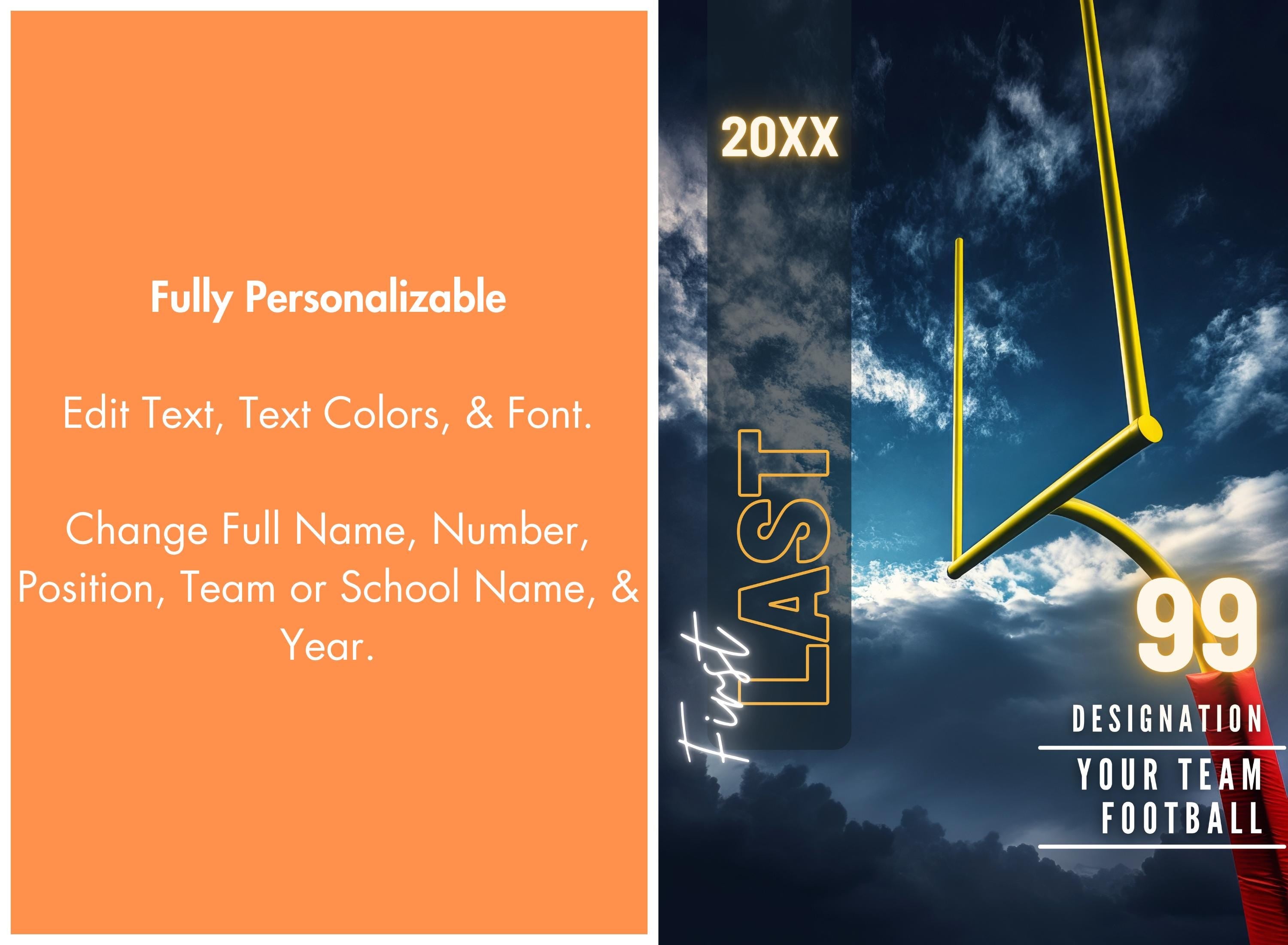 Field Goal Post Backdrop Football Poster Template | Editable in Canva | 2:3