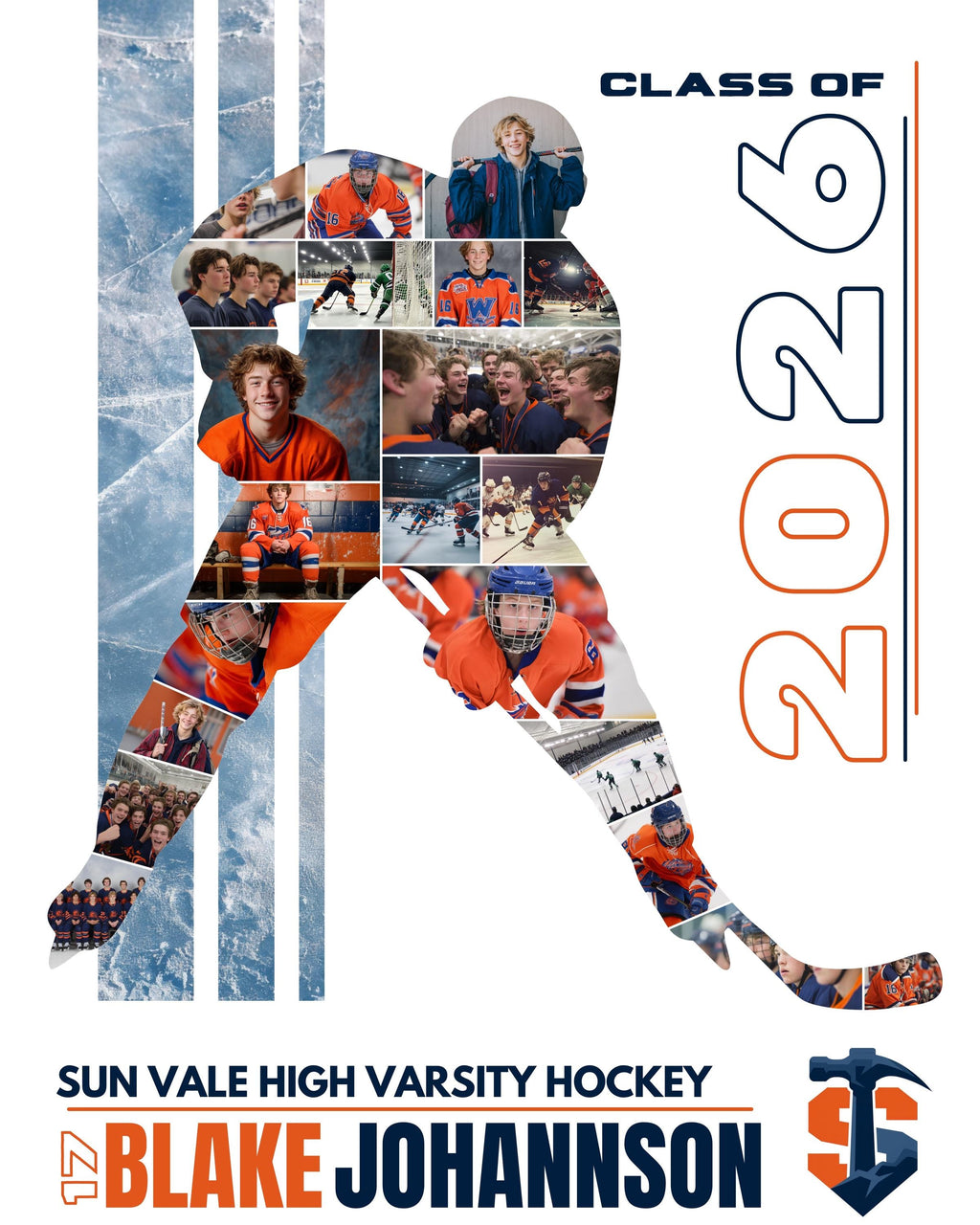 Hockey Photo Collage Template | Editable in Canva | 4:5 | Silhouette Style