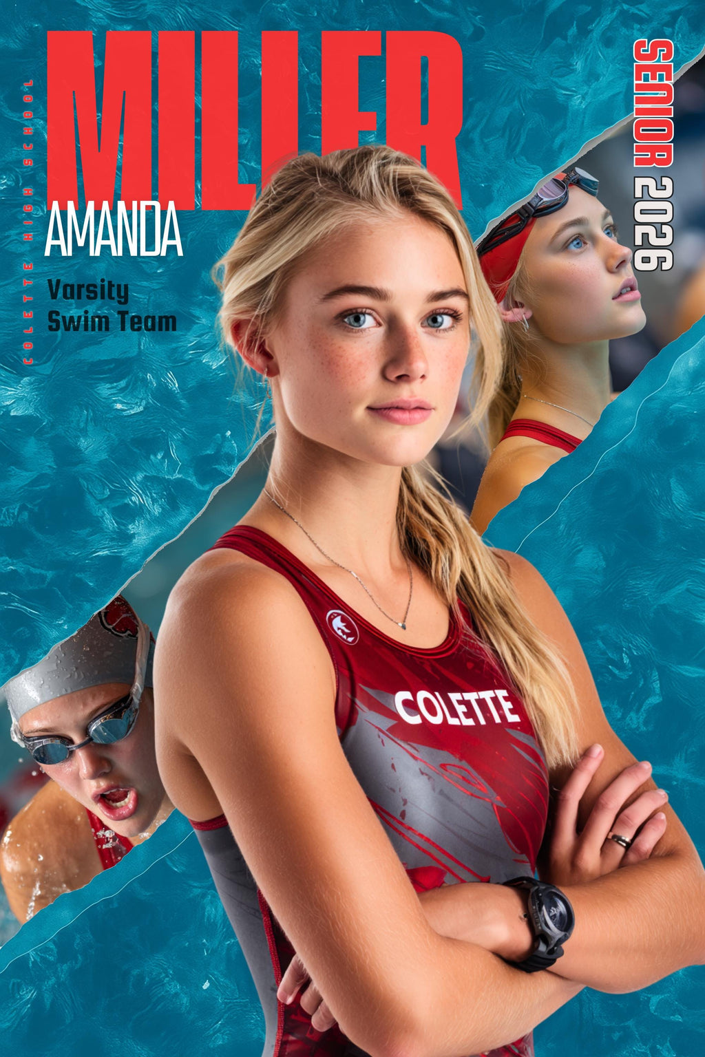 Torn Reveal Swimming Poster Template | Editable in Canva | 2:3