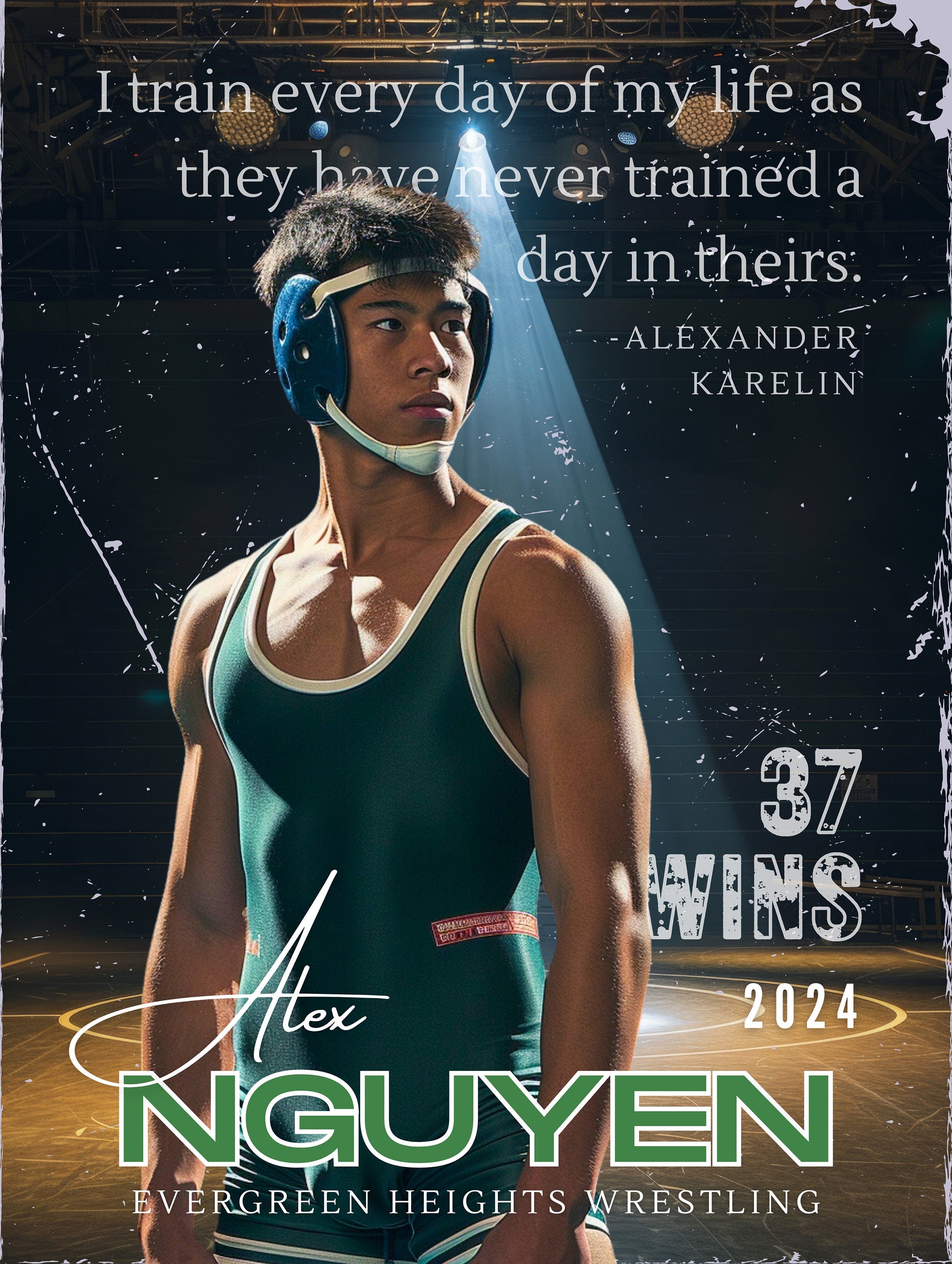 Vintage-Style Wrestling Poster Template | Editable in Canva | 2:3