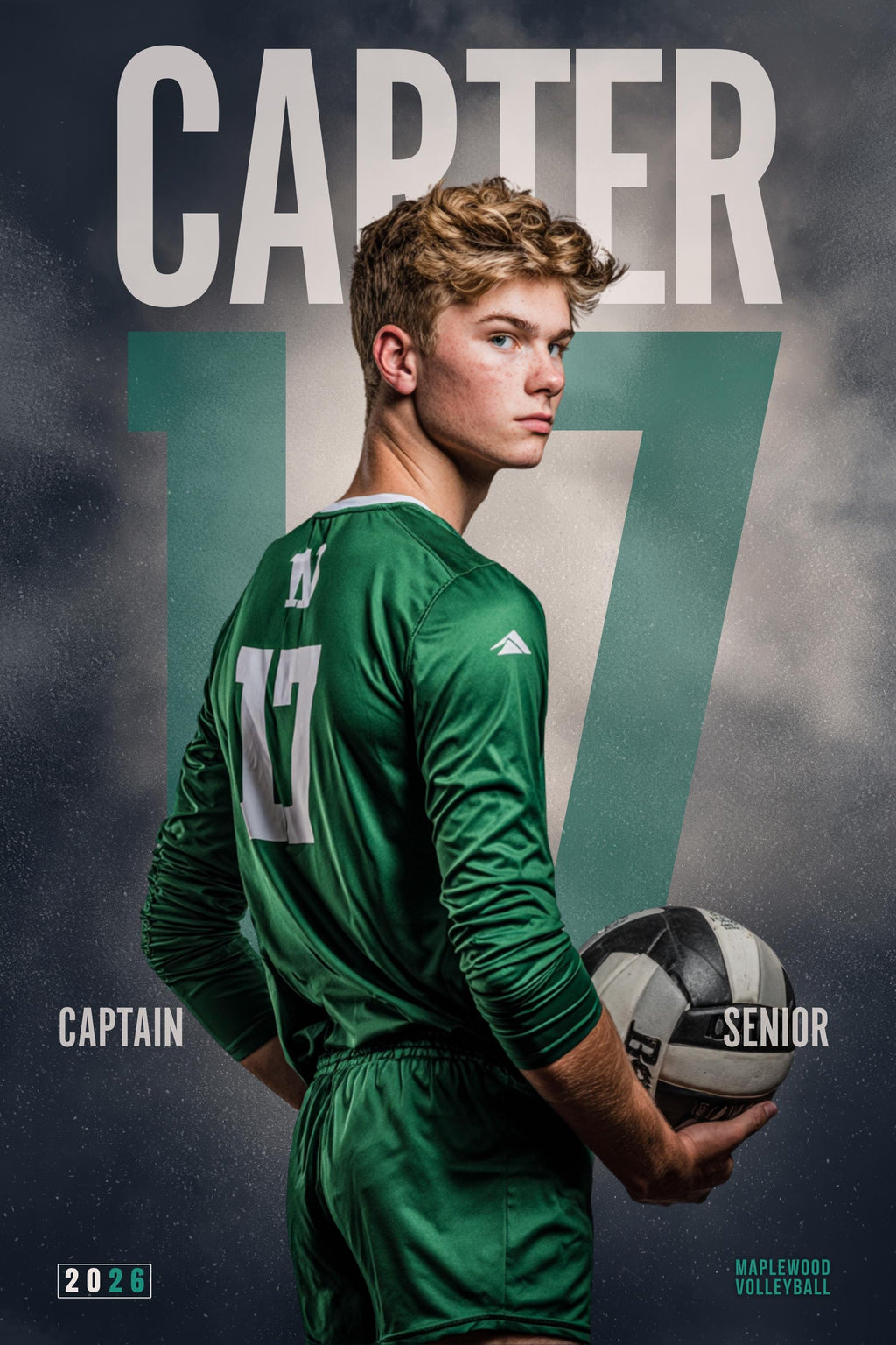 Oversized Numbers Volleyball Poster Template | Editable in Canva | 2:3