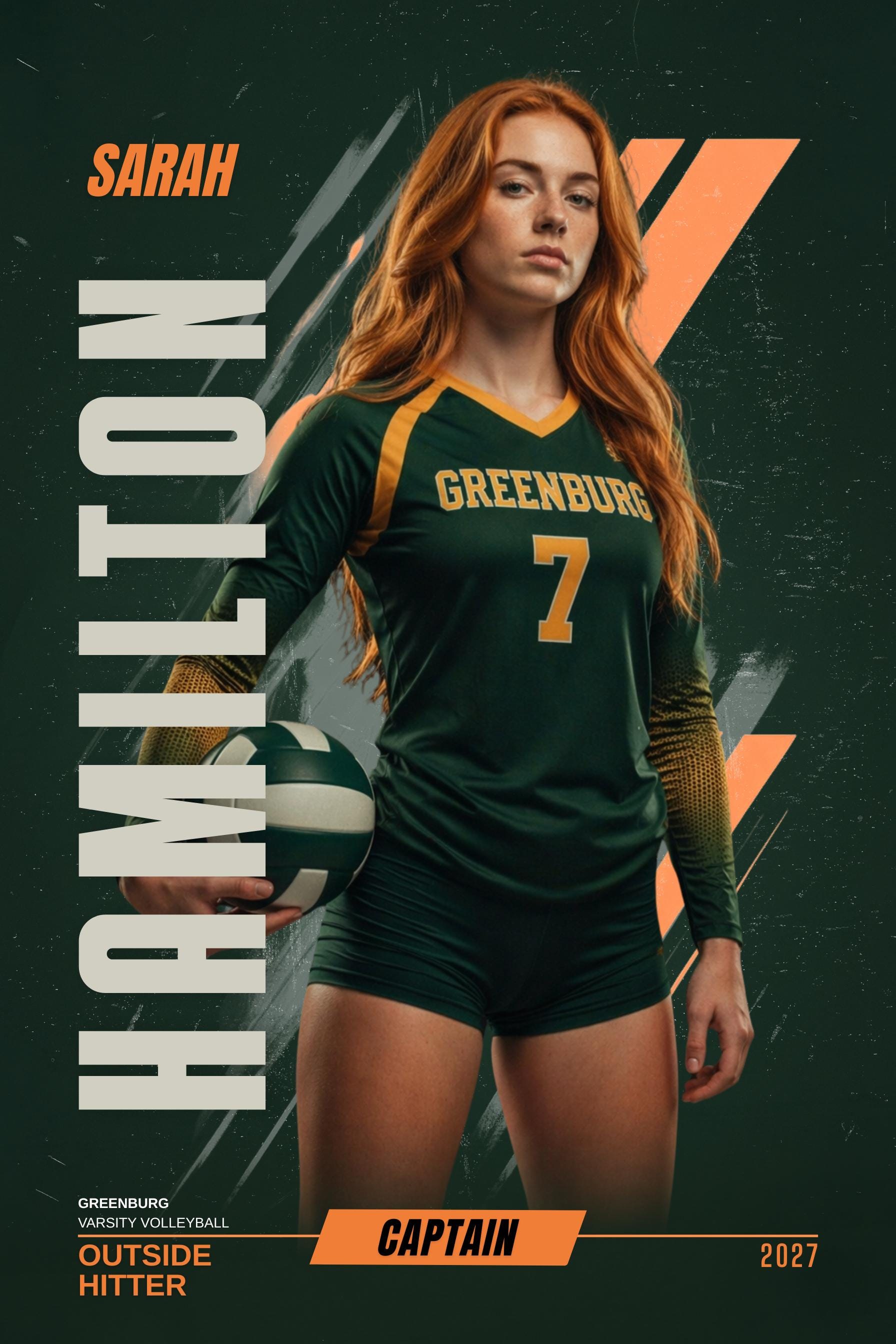 Graphic Stripe Volleyball Poster Template | Editable in Canva | 2:3