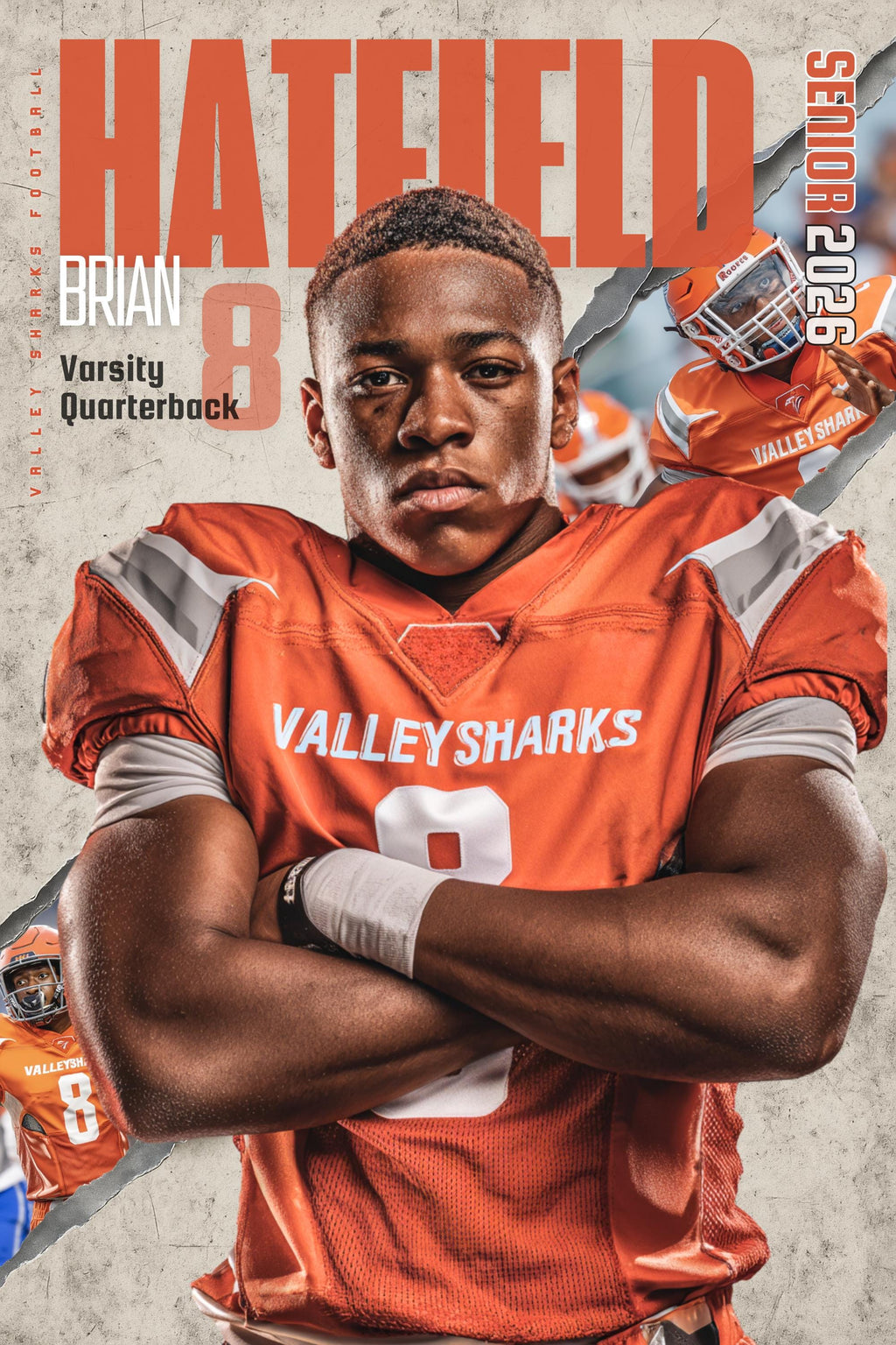 Torn Backdrop Football Poster Template | Editable in Canva | 2:3