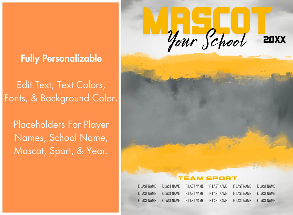 Grunge Texture All Sports Team Poster Template | Editable in Canva | 4:5
