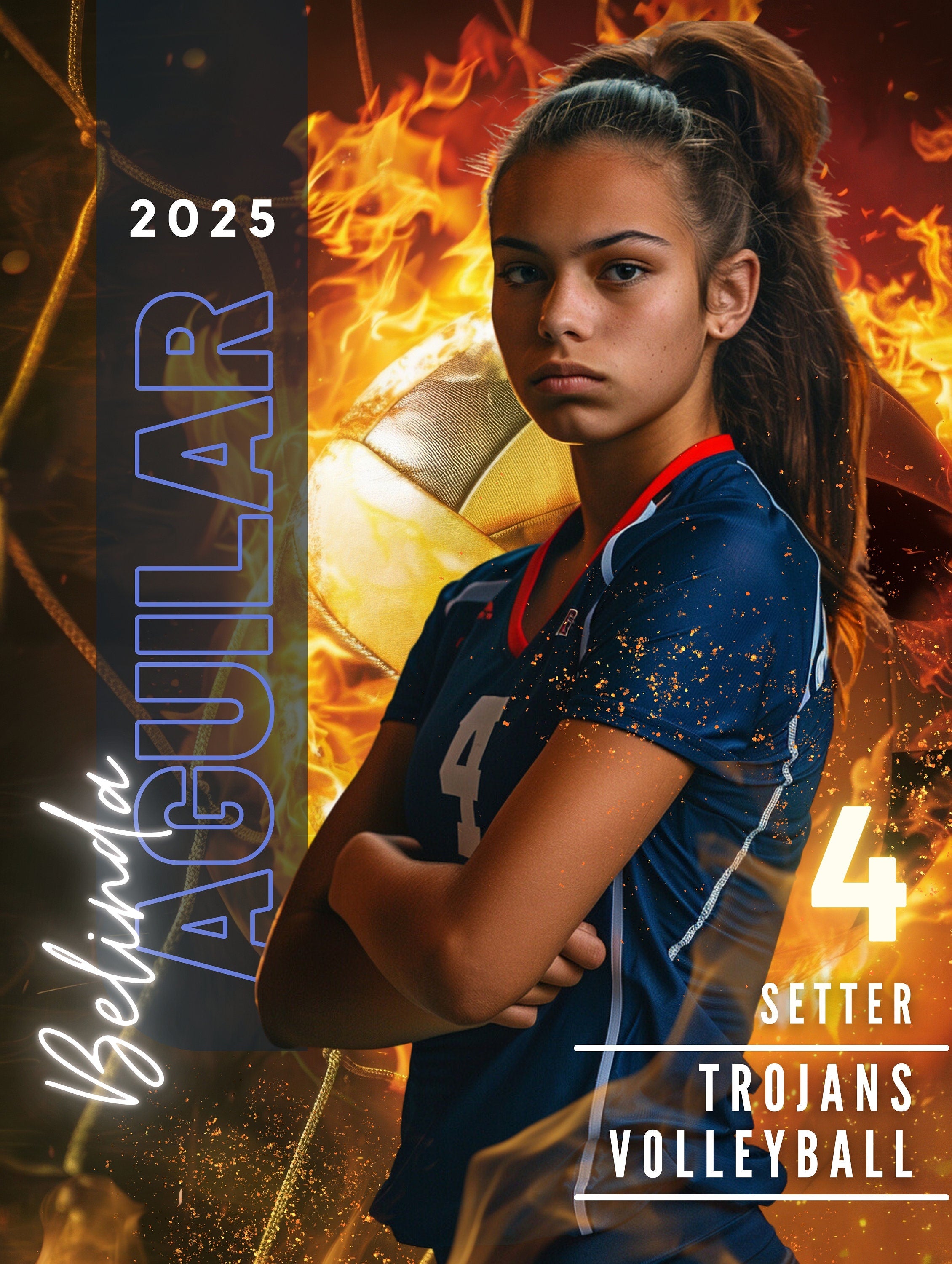 Volleyball Poster Template | Editable in Canva | 3:4 | Custom Banners, Posters, Senior Night, Memorabilia, Card, Player Banner