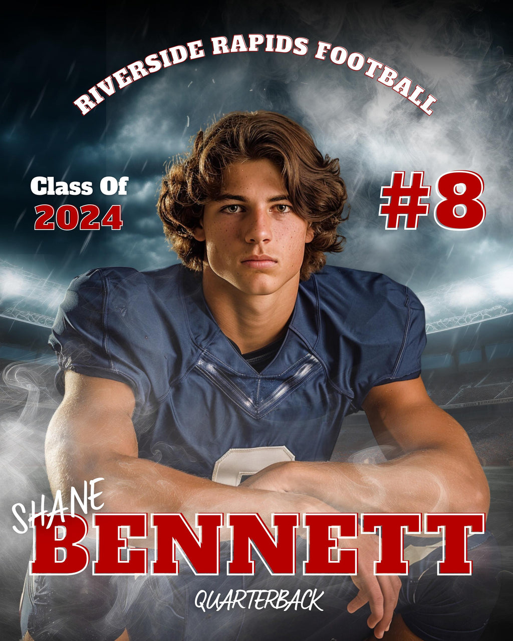 Smokey Stadium Football Poster Template | Editable in Canva | 3:4