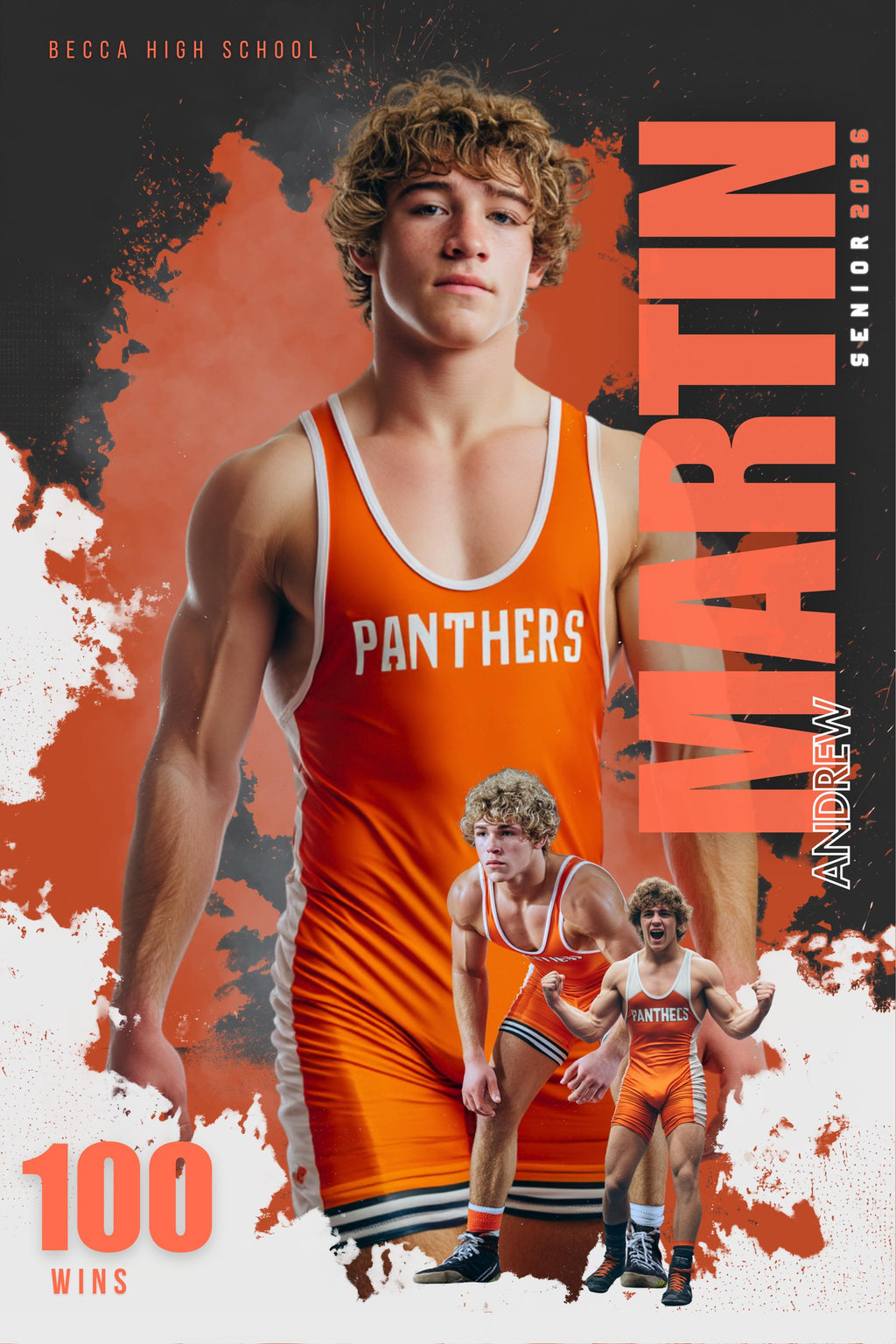 Color Splash Wrestling Poster Template | Editable in Canva | 2:3