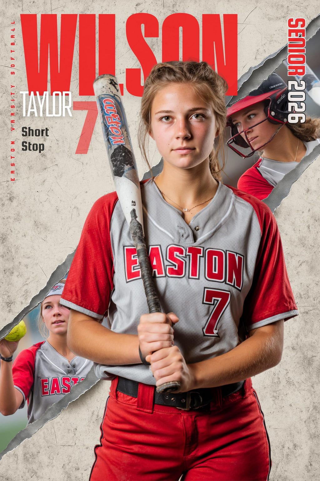 Torn Reveal Softball Poster Template | Editable in Canva | 2:3