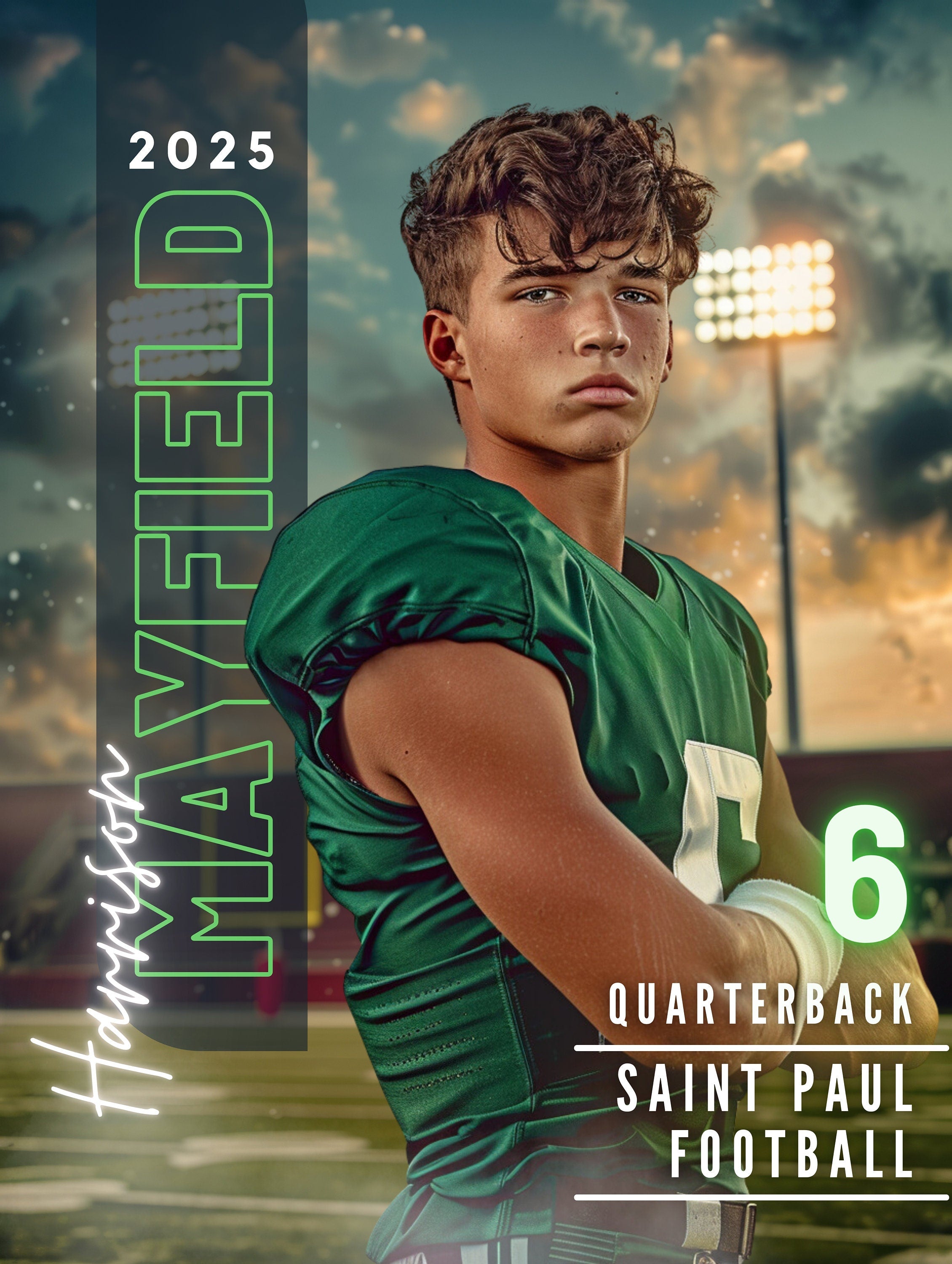 Epic Stadium Football Poster Template | Editable in Canva | 3:4