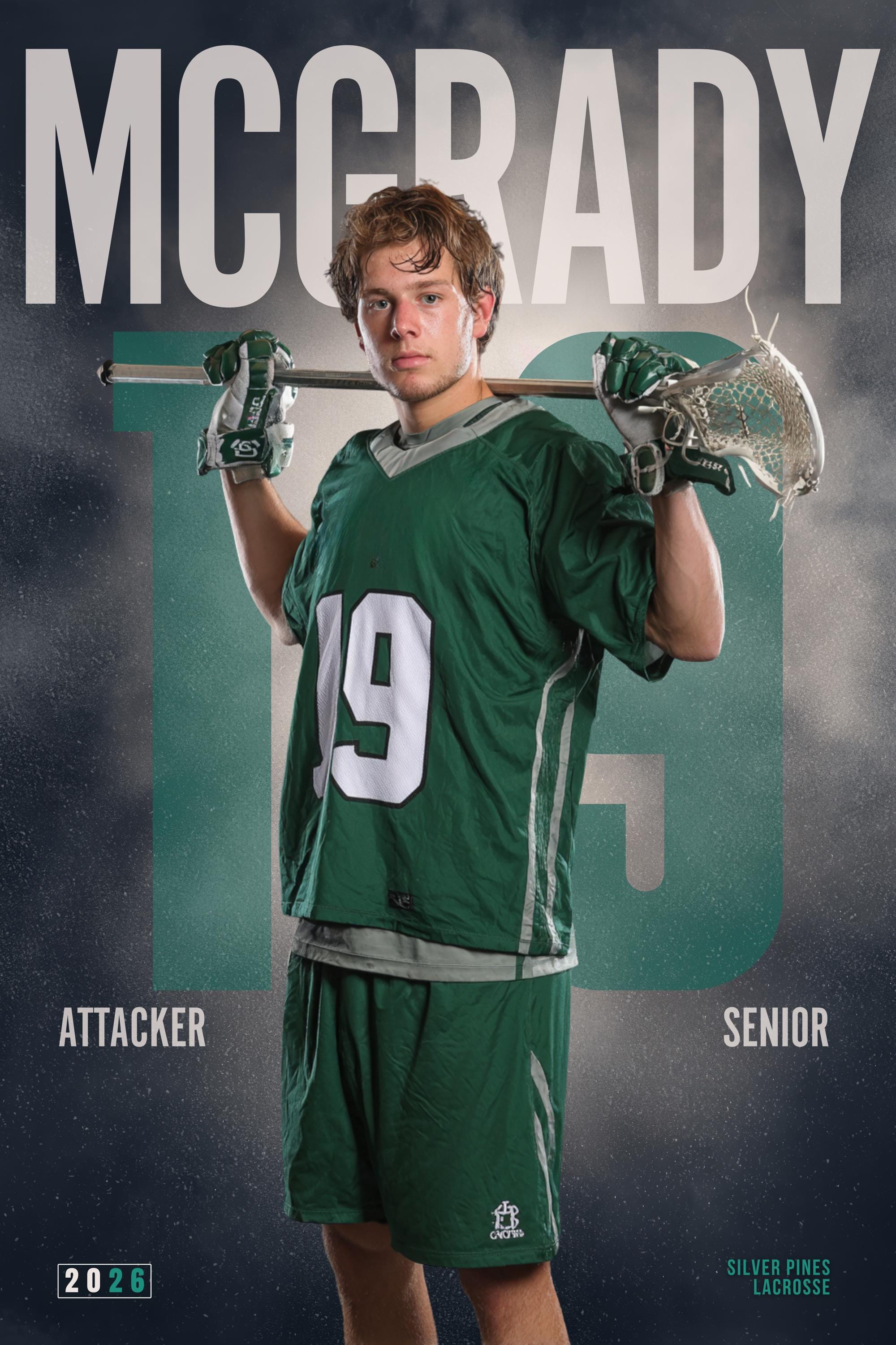 Oversized Number Lacrosse Poster Template | Editable in Canva | 2:3