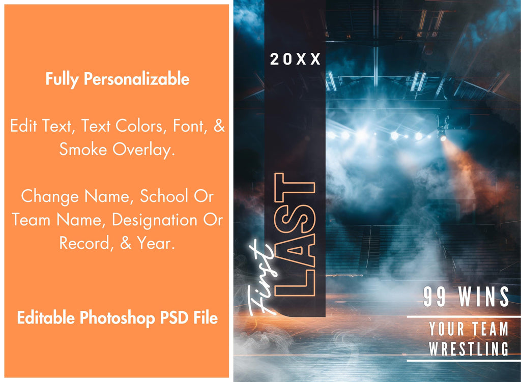 Cinematic Wrestling Poster Template | Editable in Photoshop | 3:4