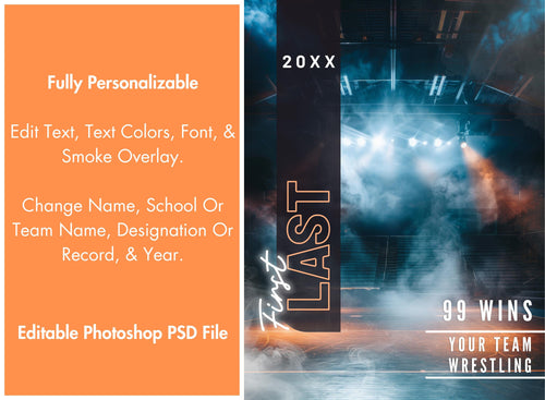 Cinematic Wrestling Poster Template | Editable in Photoshop | 3:4