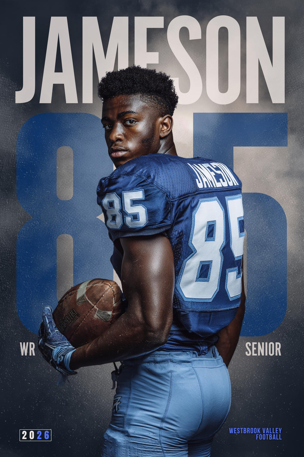 Oversized Number Football Poster Template | Editable in Canva | 2:3
