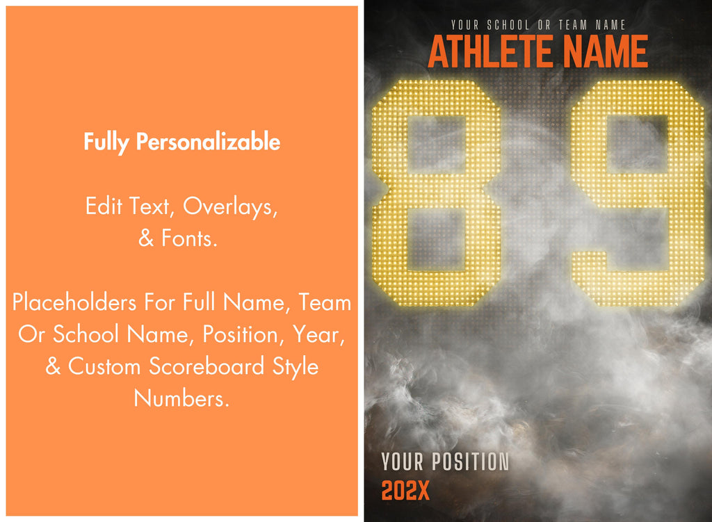Scoreboard Numbers Softball Poster Template | Editable in Canva | 2:3