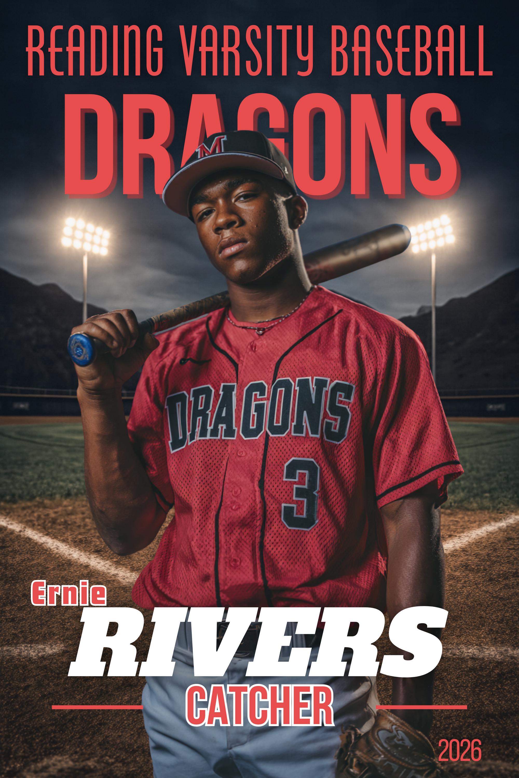 Field & Lights Baseball Player Poster Template | Editable in Canva | 2:3