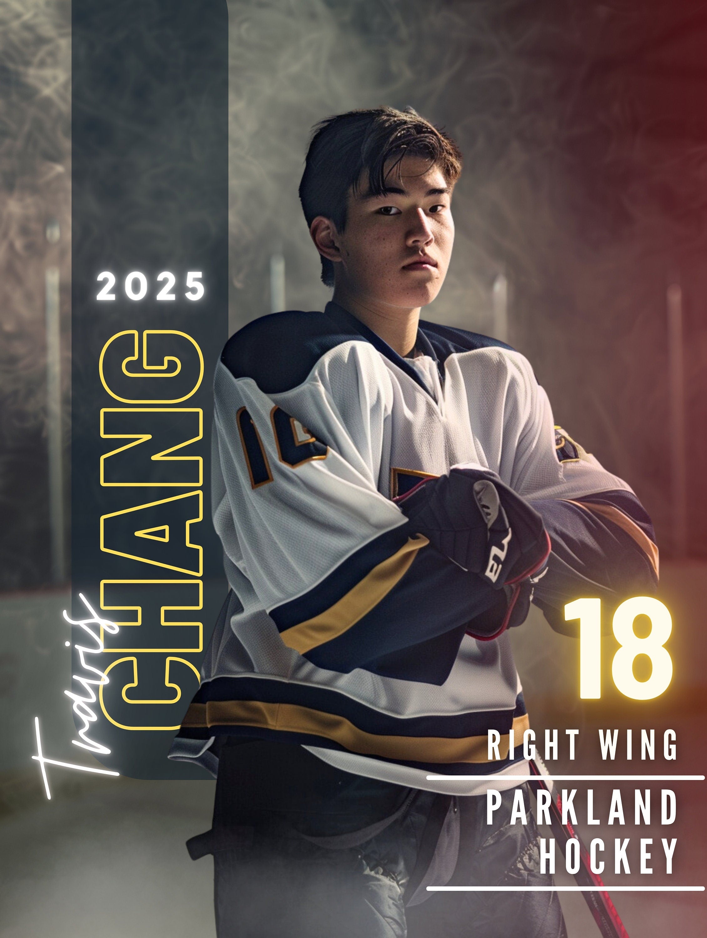 Cold Smoke Hockey Poster Template | Editable in Canva | 3:4
