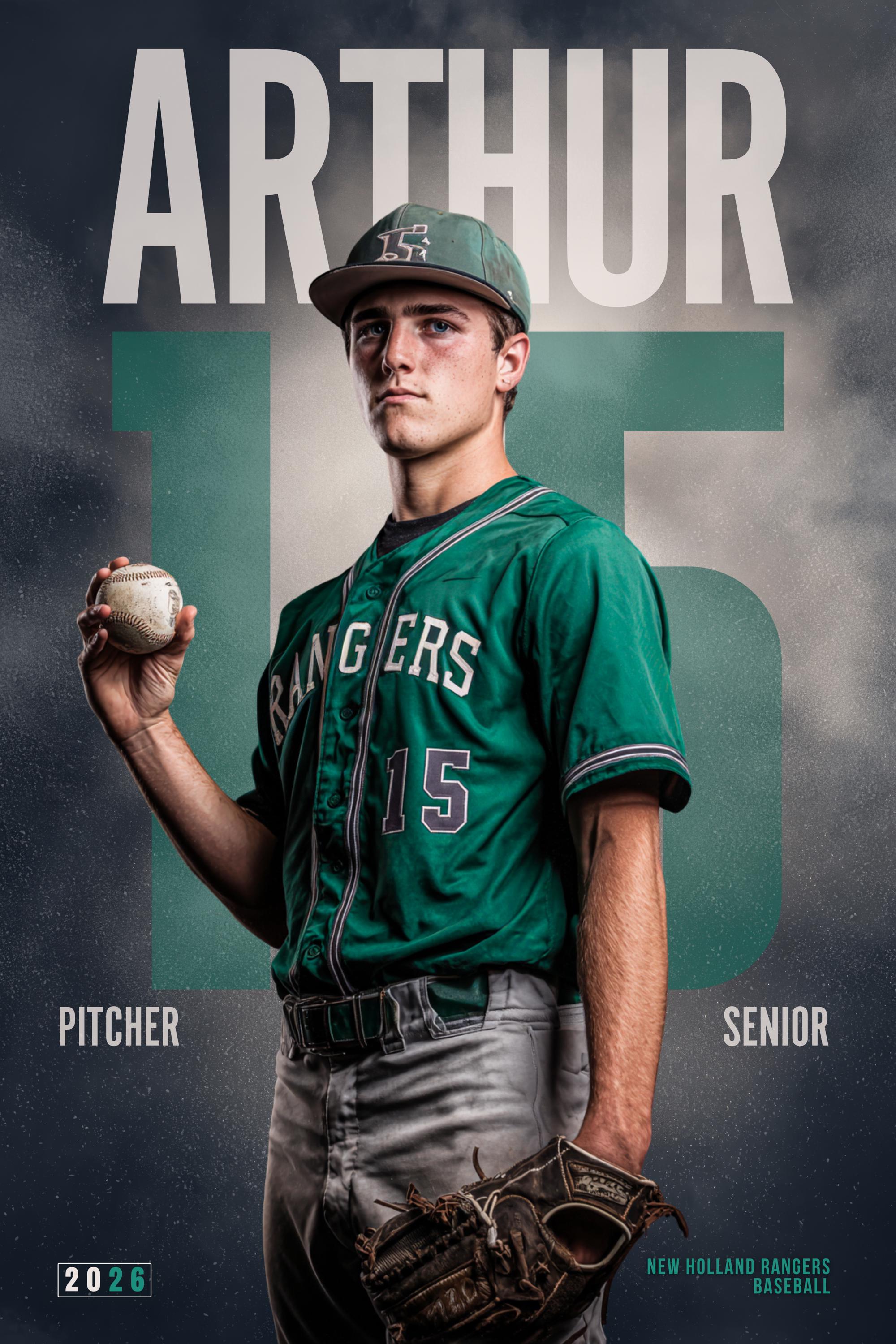 Oversized Number Baseball Poster Template | Editable in Canva | 2:3