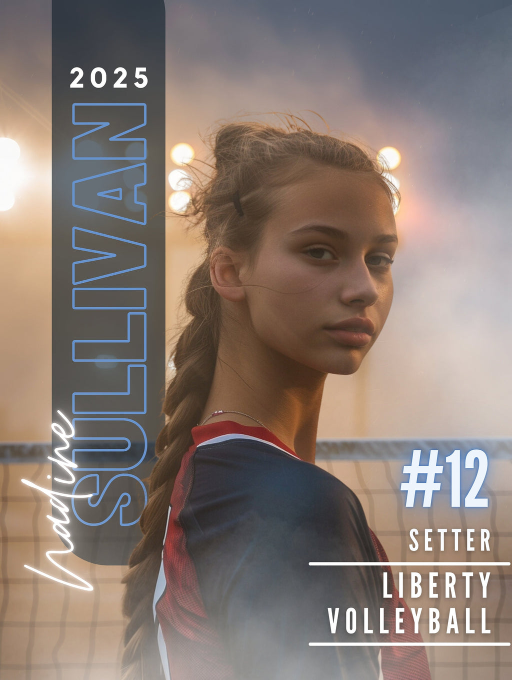 Volleyball Poster Template | Editable in Canva | 3:4 | Moody Style, Senior Banner, Player Card, Memory Mate