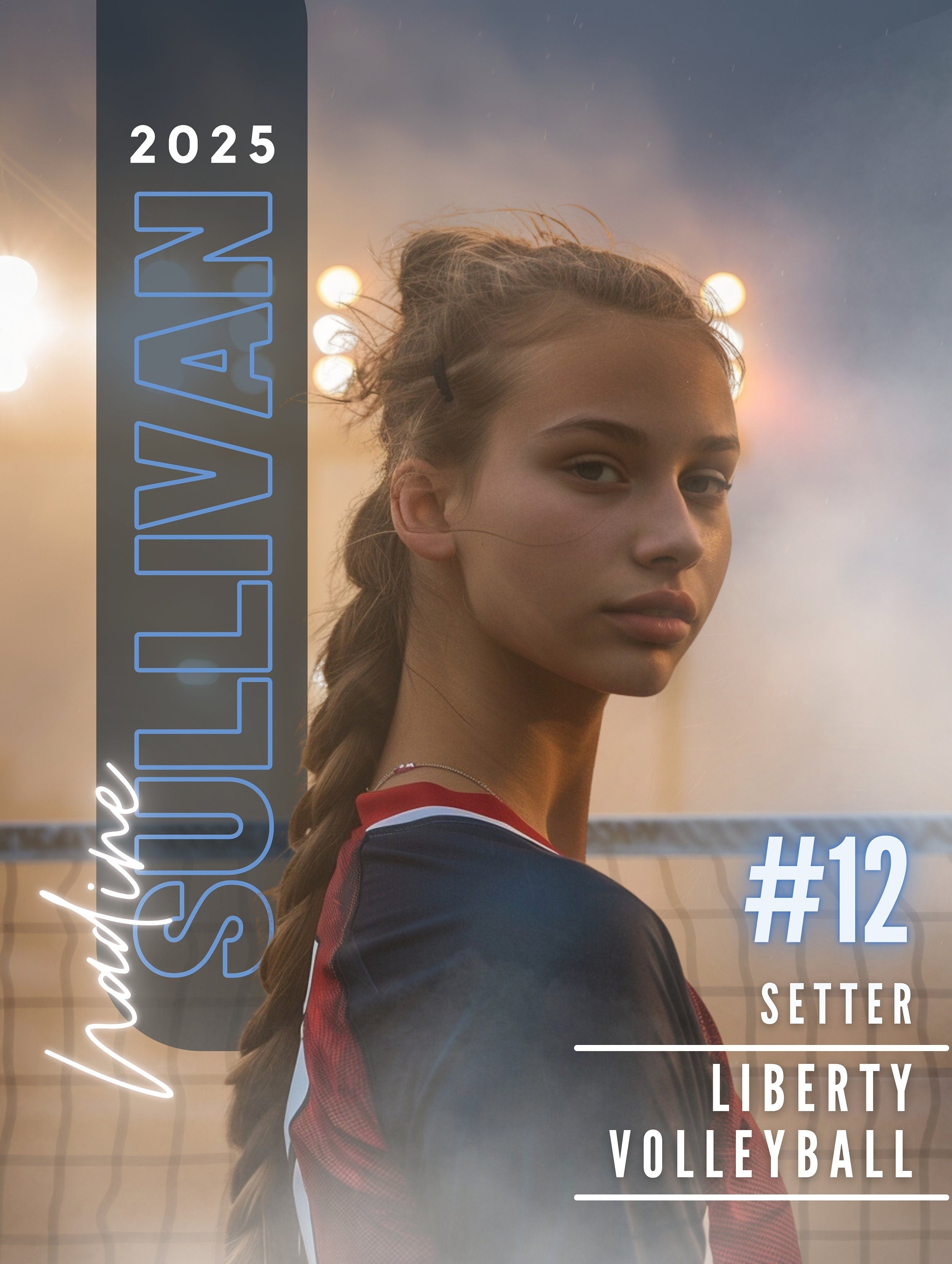 Volleyball Poster Template | Editable in Canva | 3:4 | Moody Style, Senior Banner, Player Card, Memory Mate