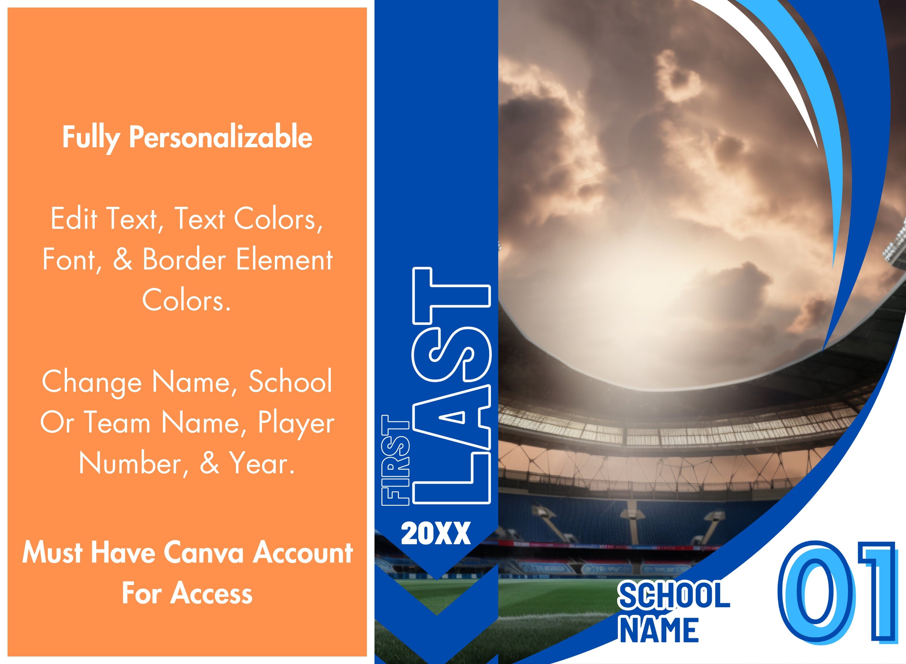 Stadium & Sky Soccer Poster Template | Editable in Canva | 4:5