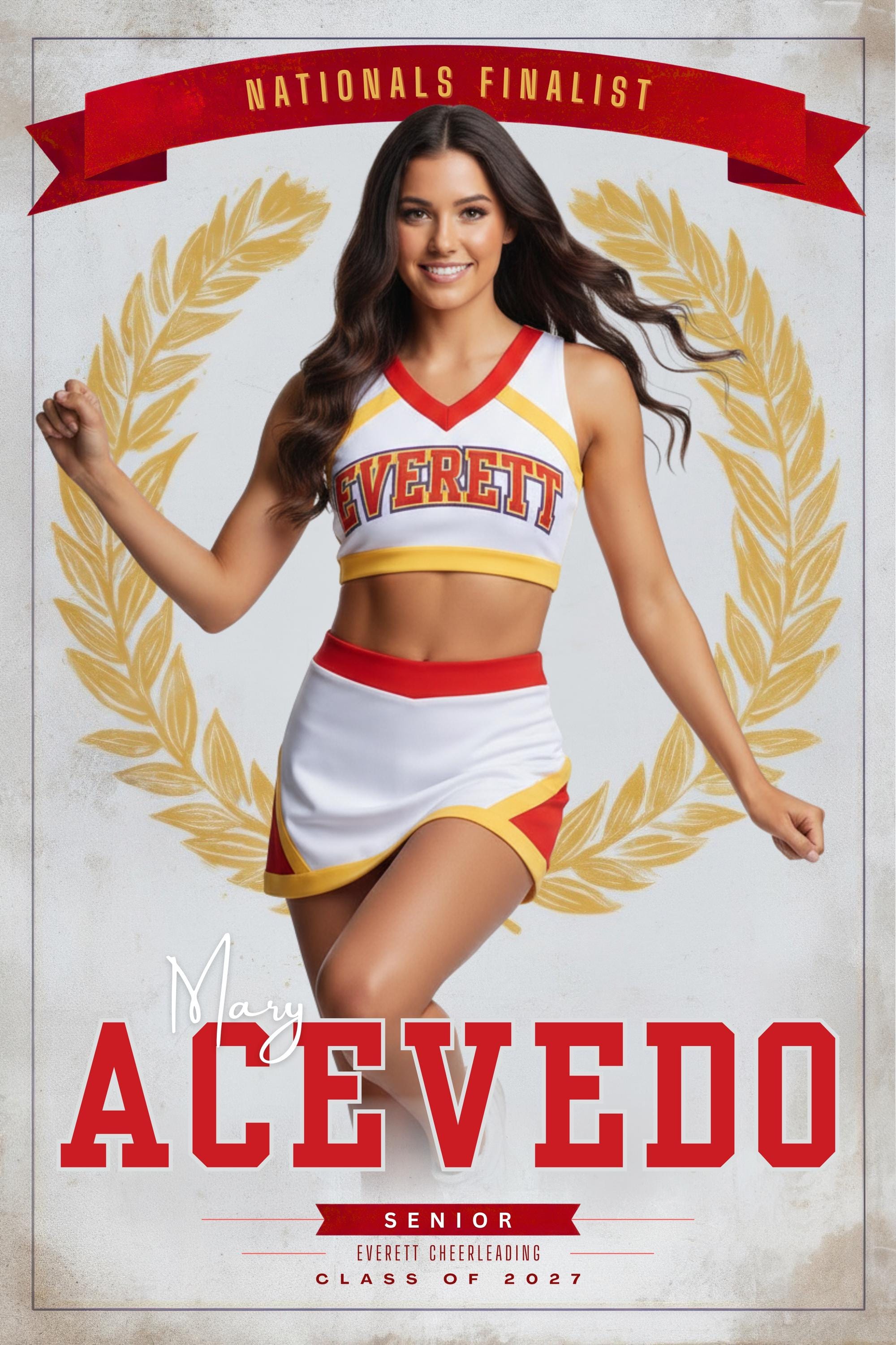 Laurel & Banner Cheerleader Poster Template | Editable in Canva | 2:3