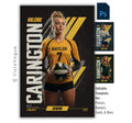 Editable volleyball poster Photoshop template featuring a volleyball player poster design with bold vertical typography and modern sports graphics.