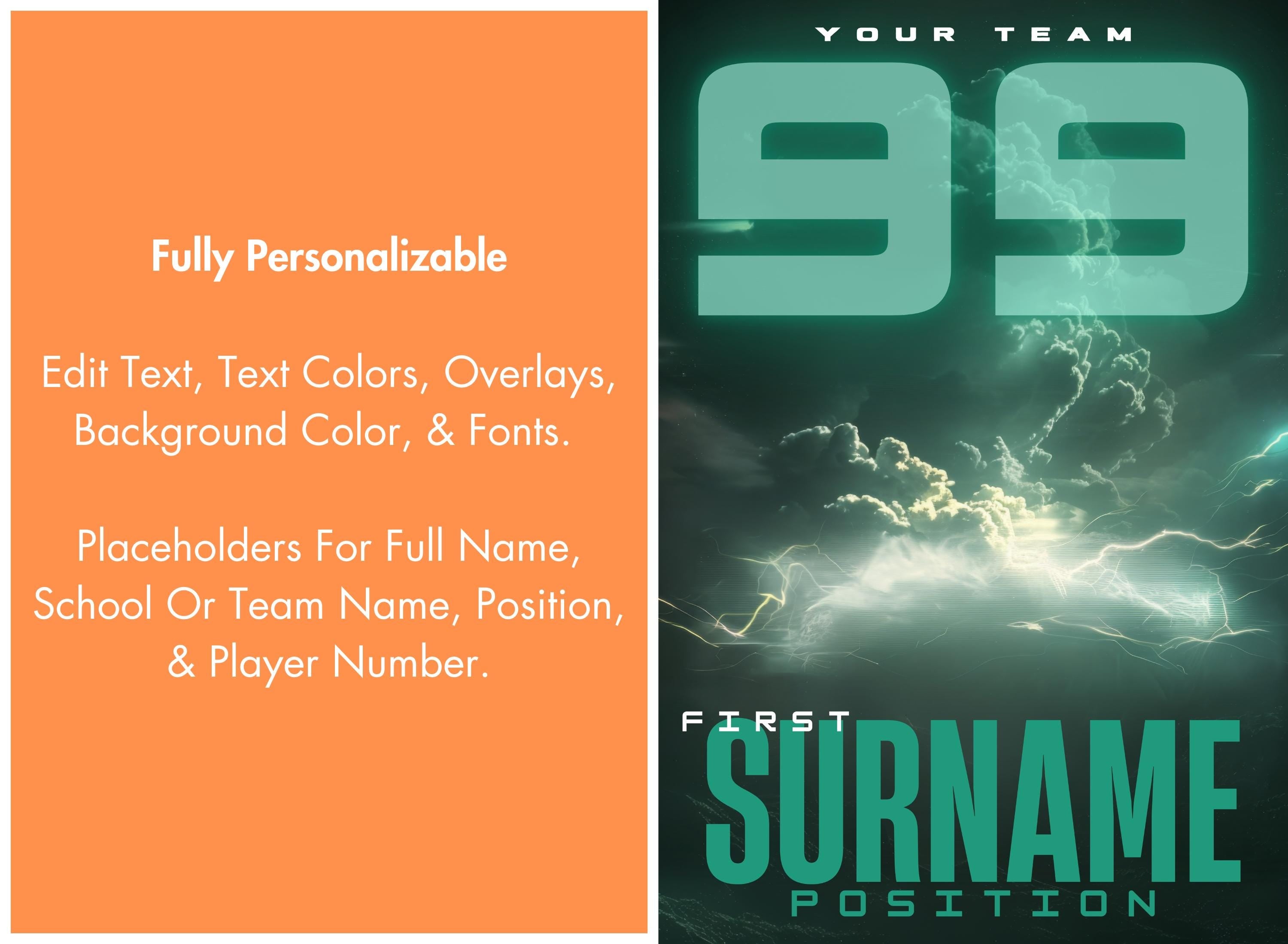 Lightning Soccer Poster Template | Editable in Canva | 2:3
