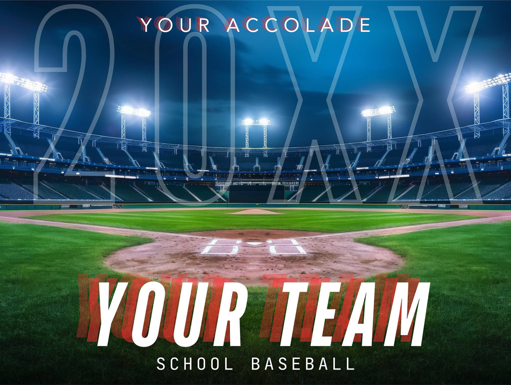Stadium Lights Baseball Team Poster Template | Editable in Canva | 4:3