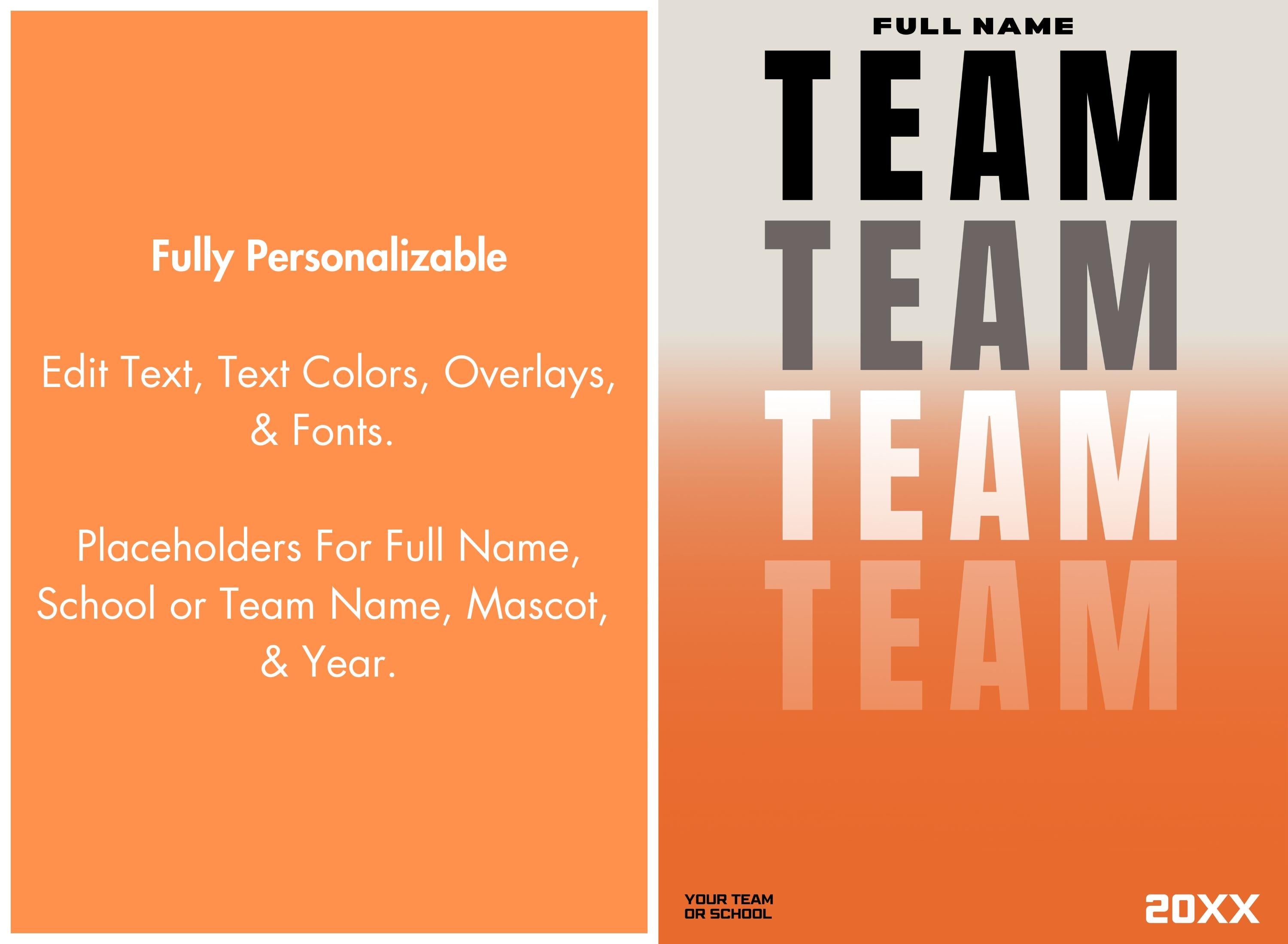 Repeating Team Typography Football Poster Template | Editable in Canva | 2:3