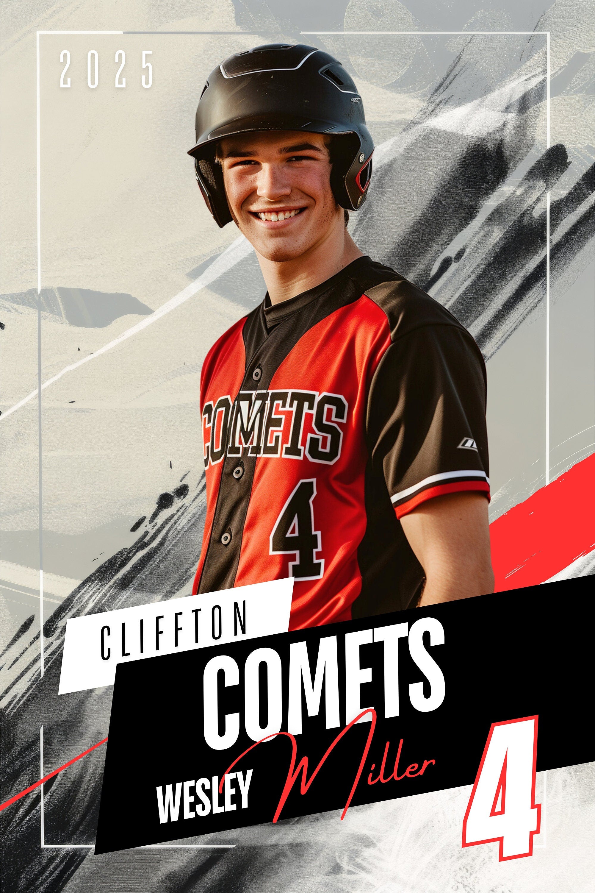 Brush Stroke All Sports Poster Template | Editable in Canva | 2:3