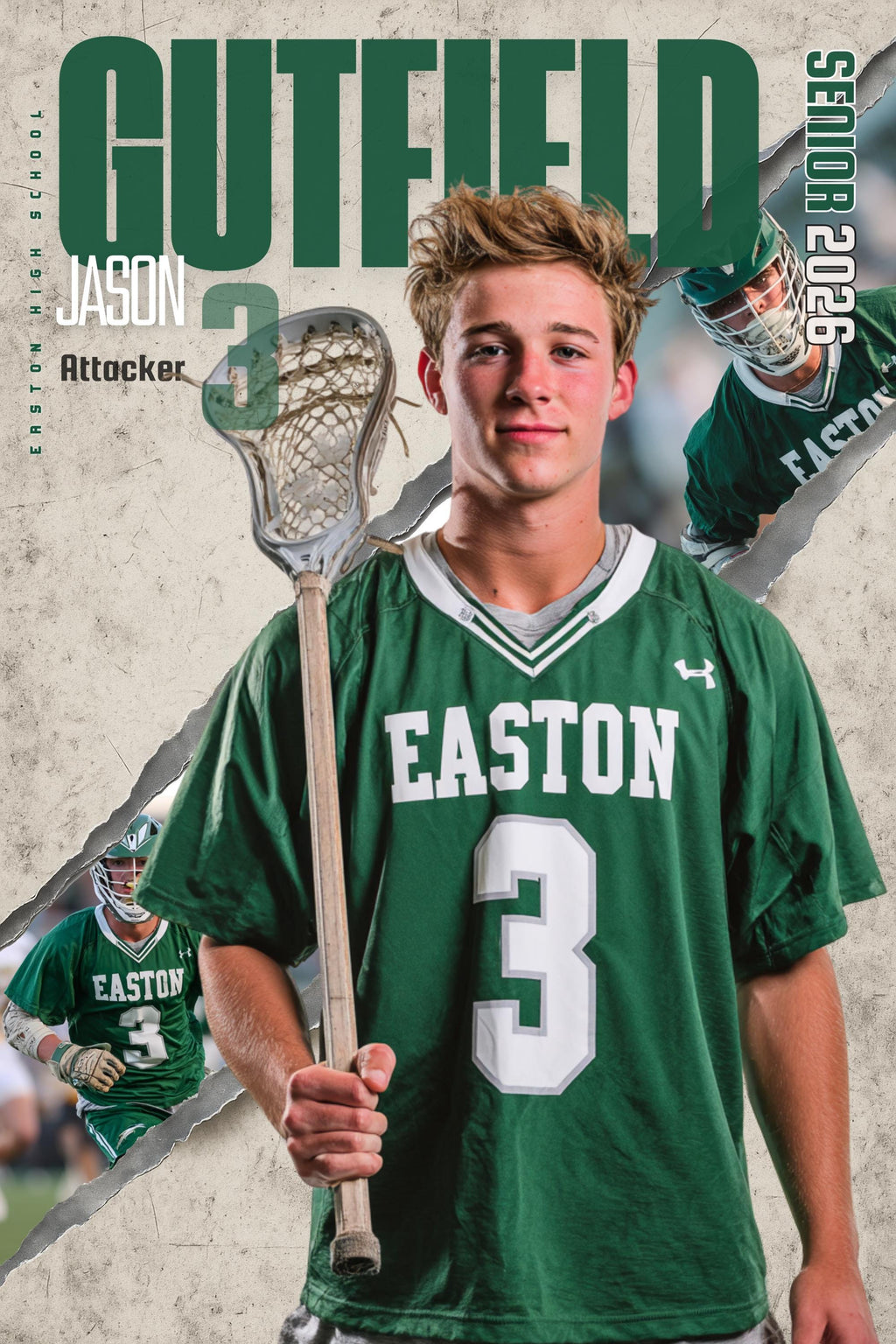 Torn Backdrop Lacrosse Poster Template | Editable in Canva | 2:3