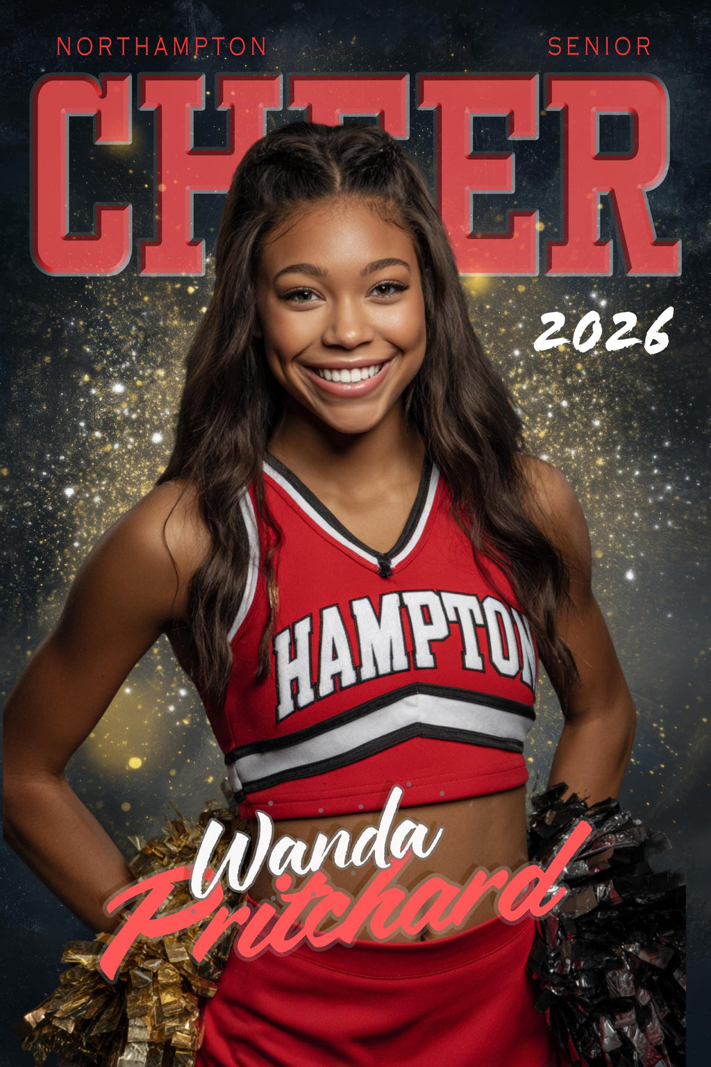 Gold Glitter Cheer & Dance Poster Template | Editable in Photoshop | 2:3