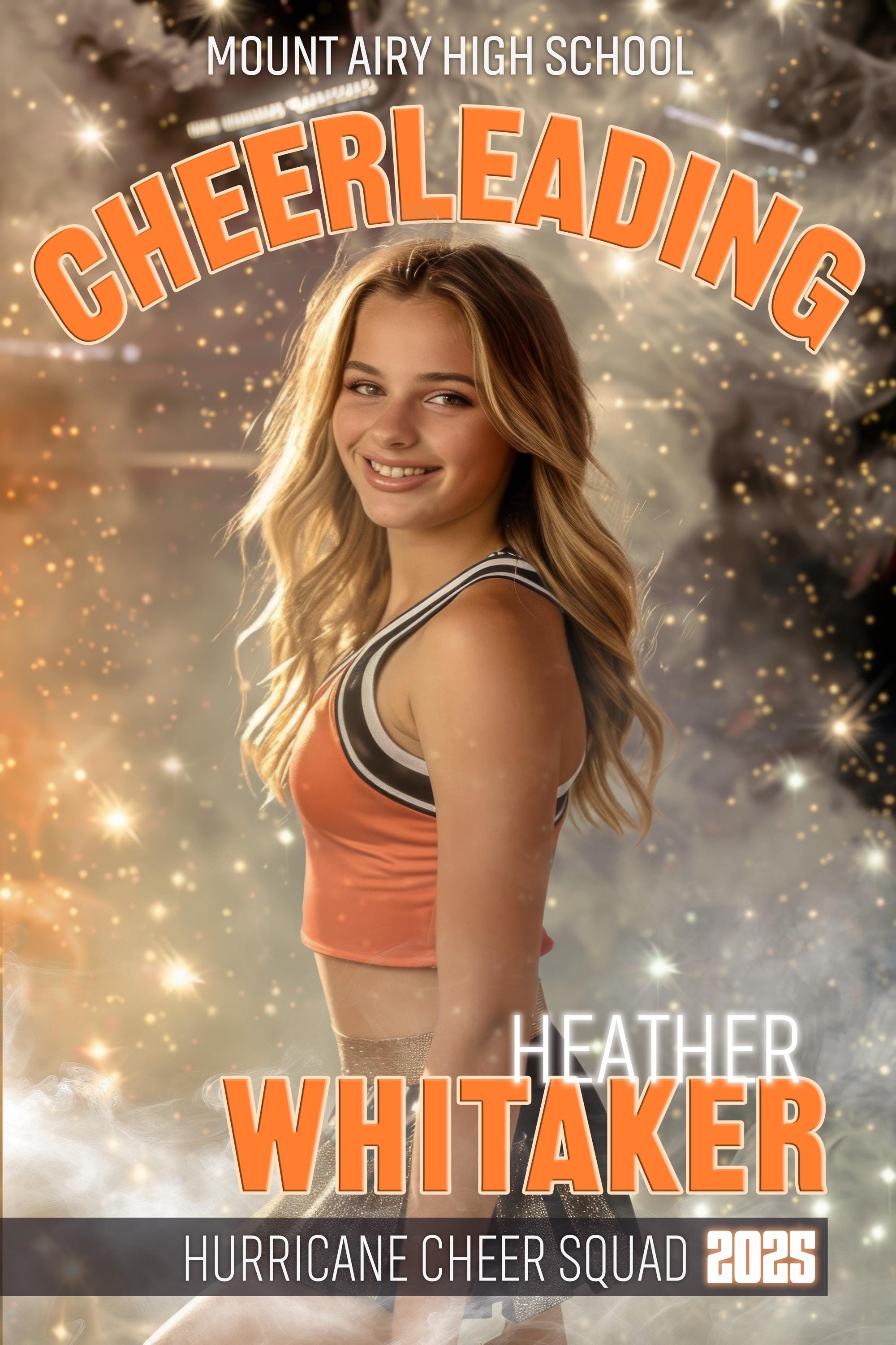 Smoke & Sparkles Cheerleader Poster Template | Editable in Photoshop | 2:3