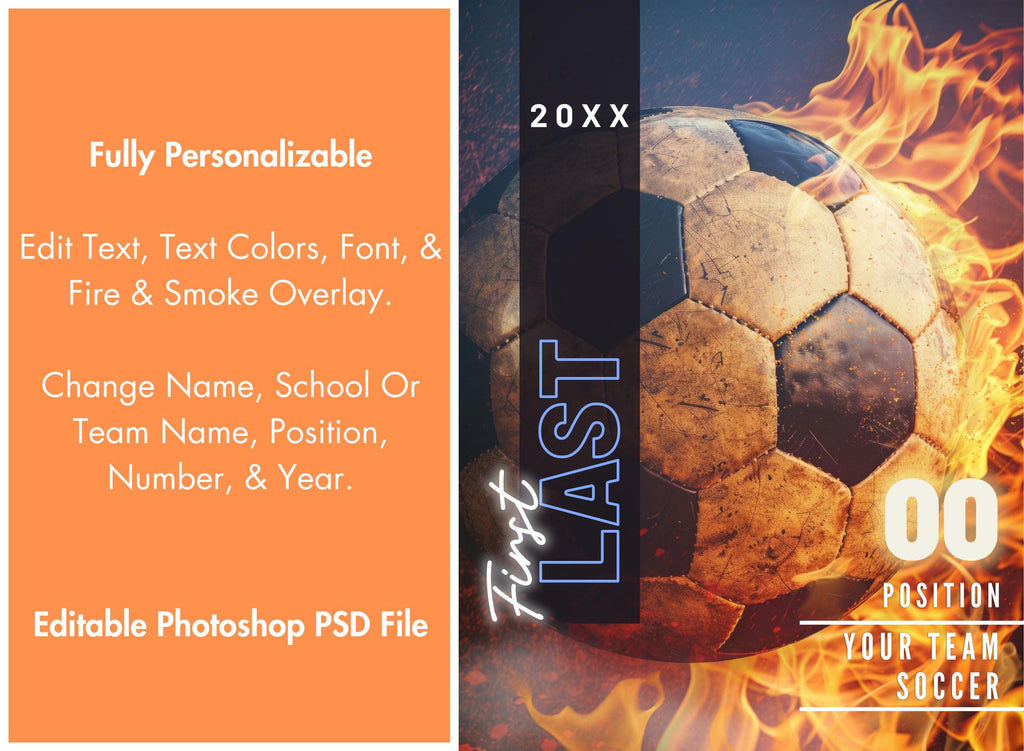 Fiery Soccer Poster Template | Editable in Photoshop | 3:4
