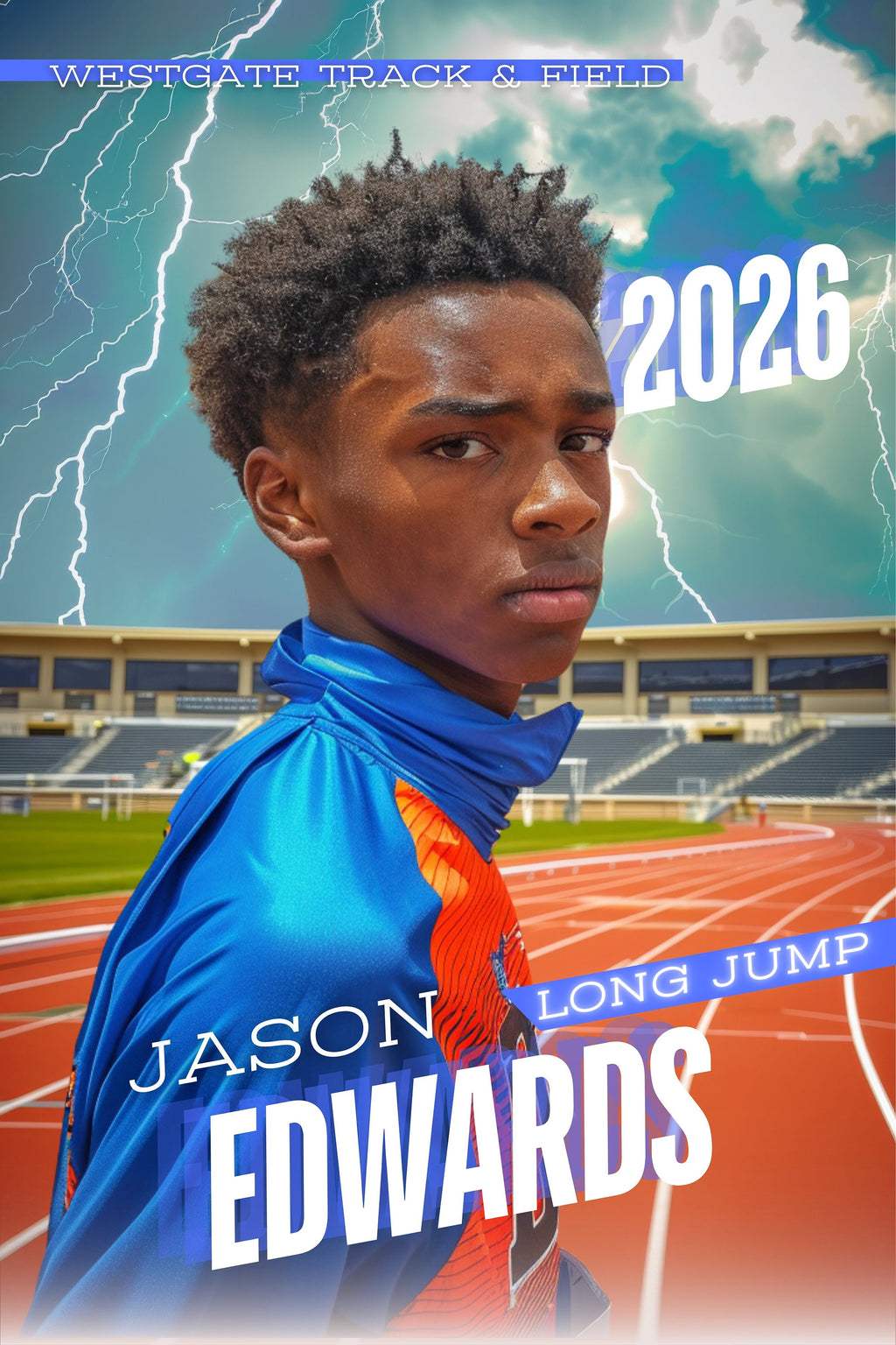 Lightning Stadium Track Poster Template | Editable in Canva | 2:3