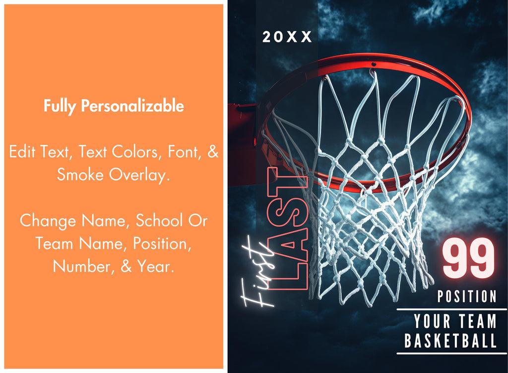 Stormy Hoop Basketball Poster Template | Editable in Canva | 3:4