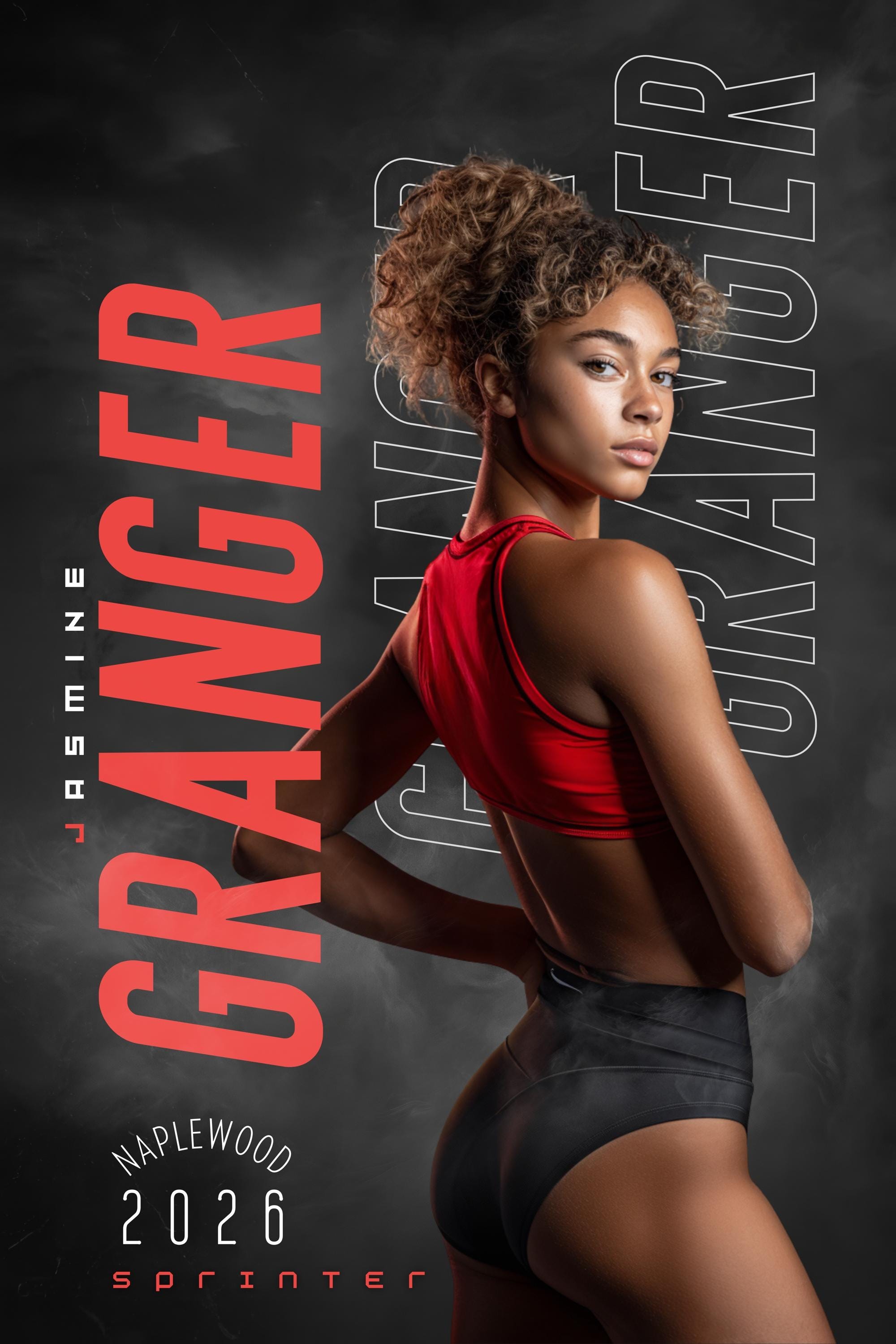 Repeating Name Track & Field Poster Template | Editable in Canva | 2:3