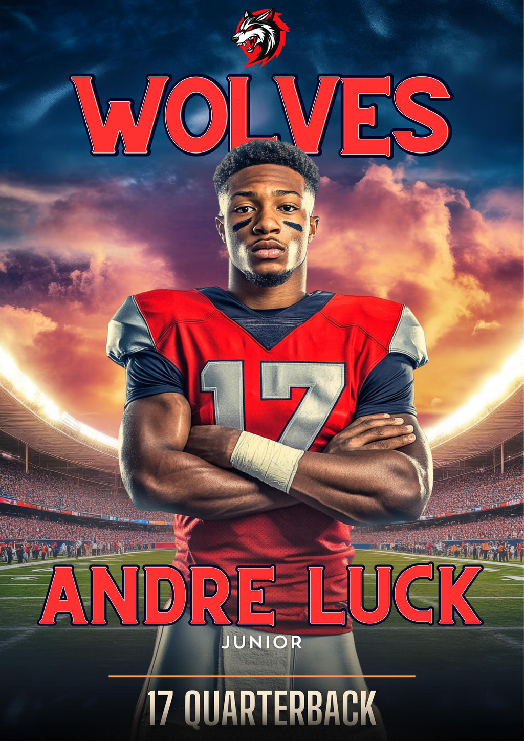 Sunset Stadium Football Poster Template | Editable in Canva | 5:7