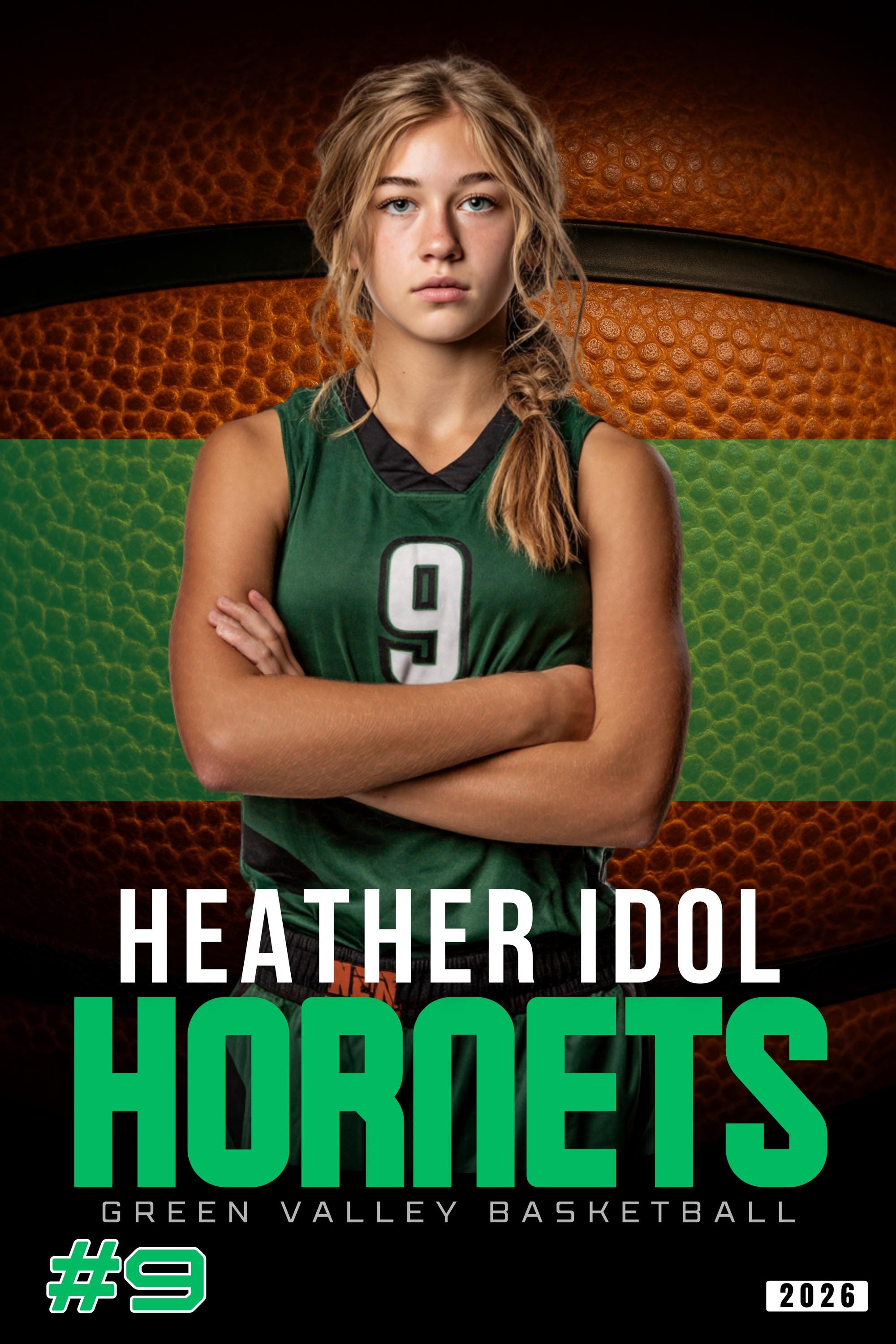 Basketball Closeup Player Poster Template | Editable in Canva | 2:3