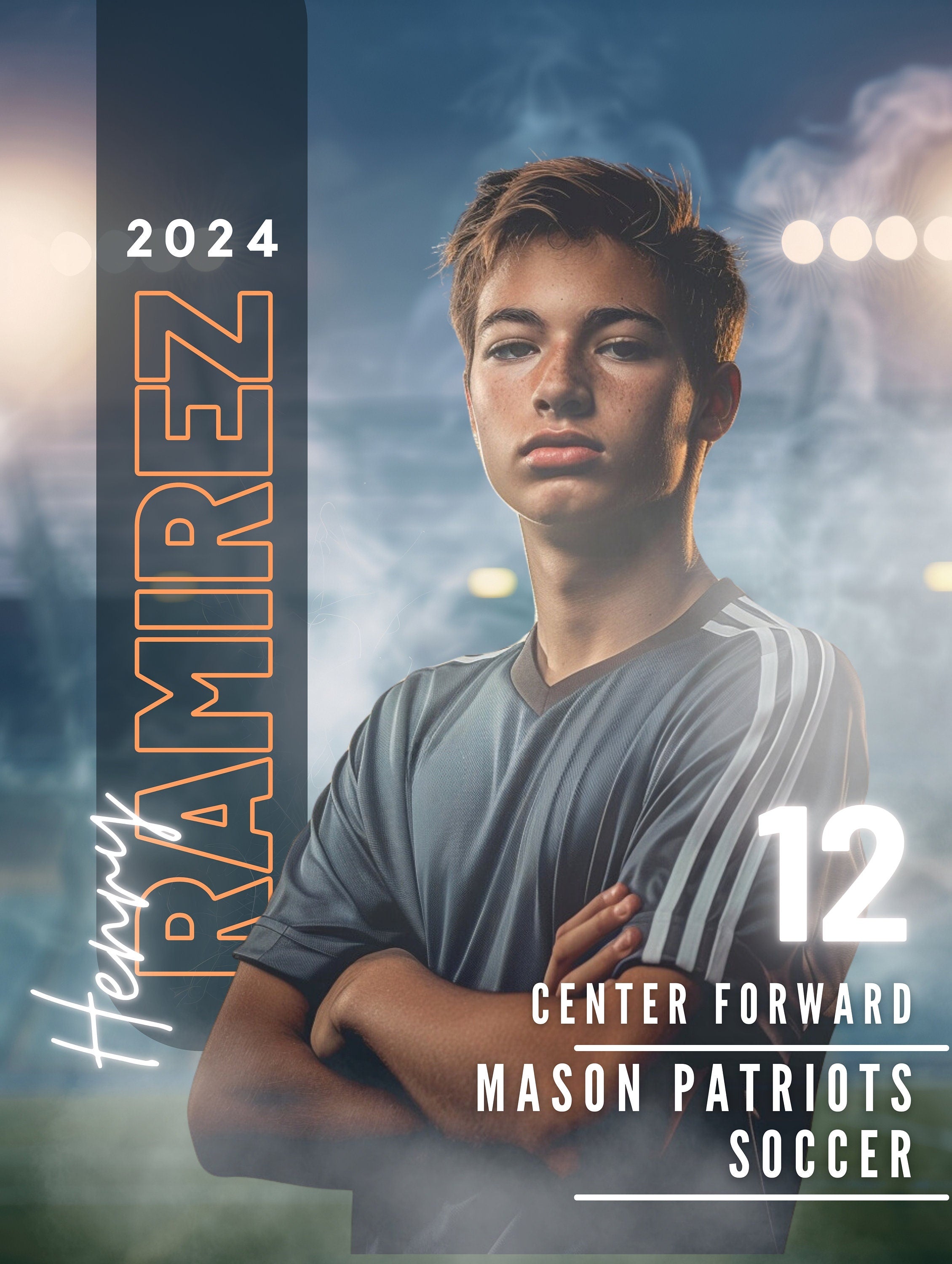 Soccer Poster Template | Editable in Canva | 3:4 | Senior Banner, Player Poster, Memory Mate, Sports Design