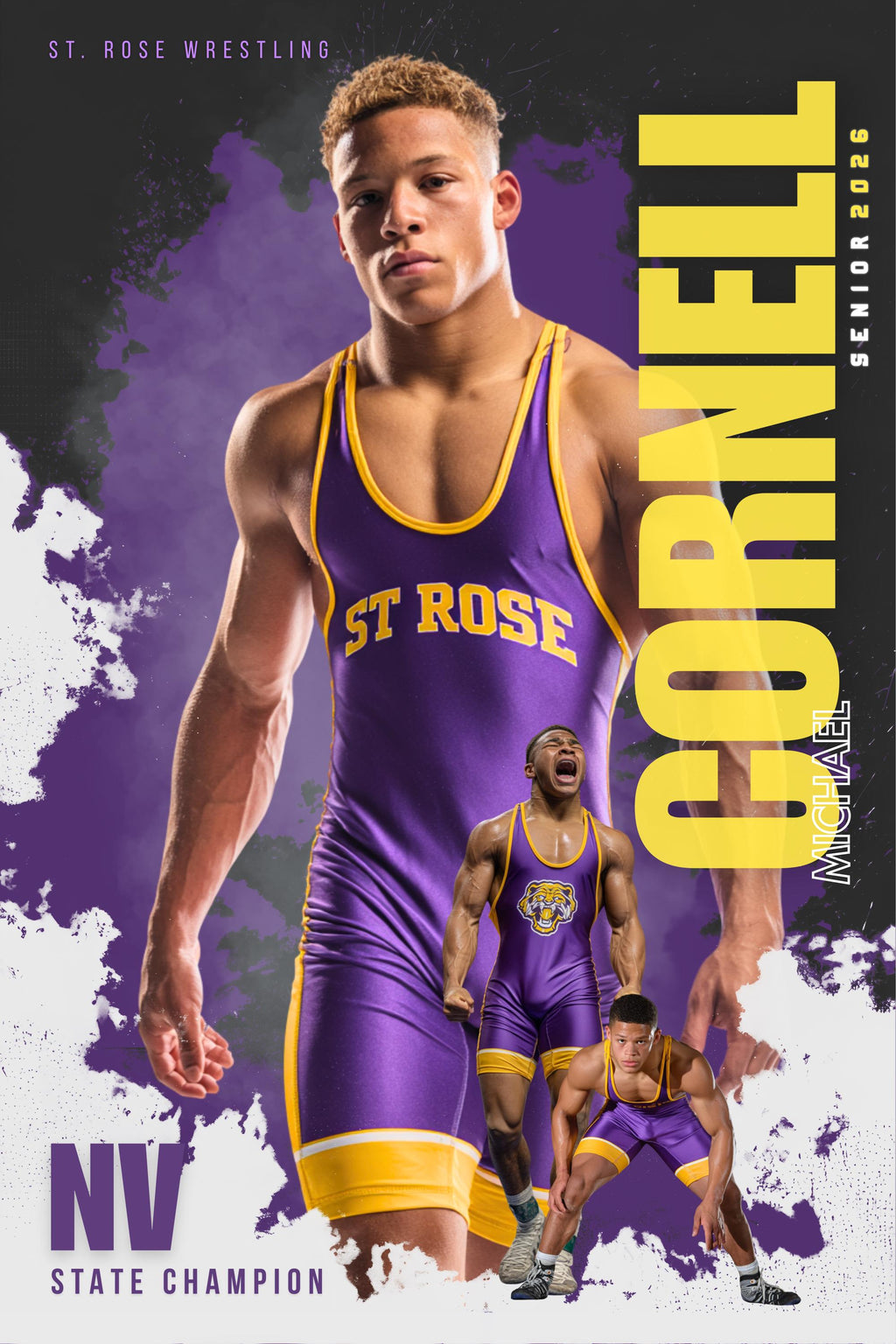 Color Splash Wrestling Poster Template | Editable in Canva | 2:3