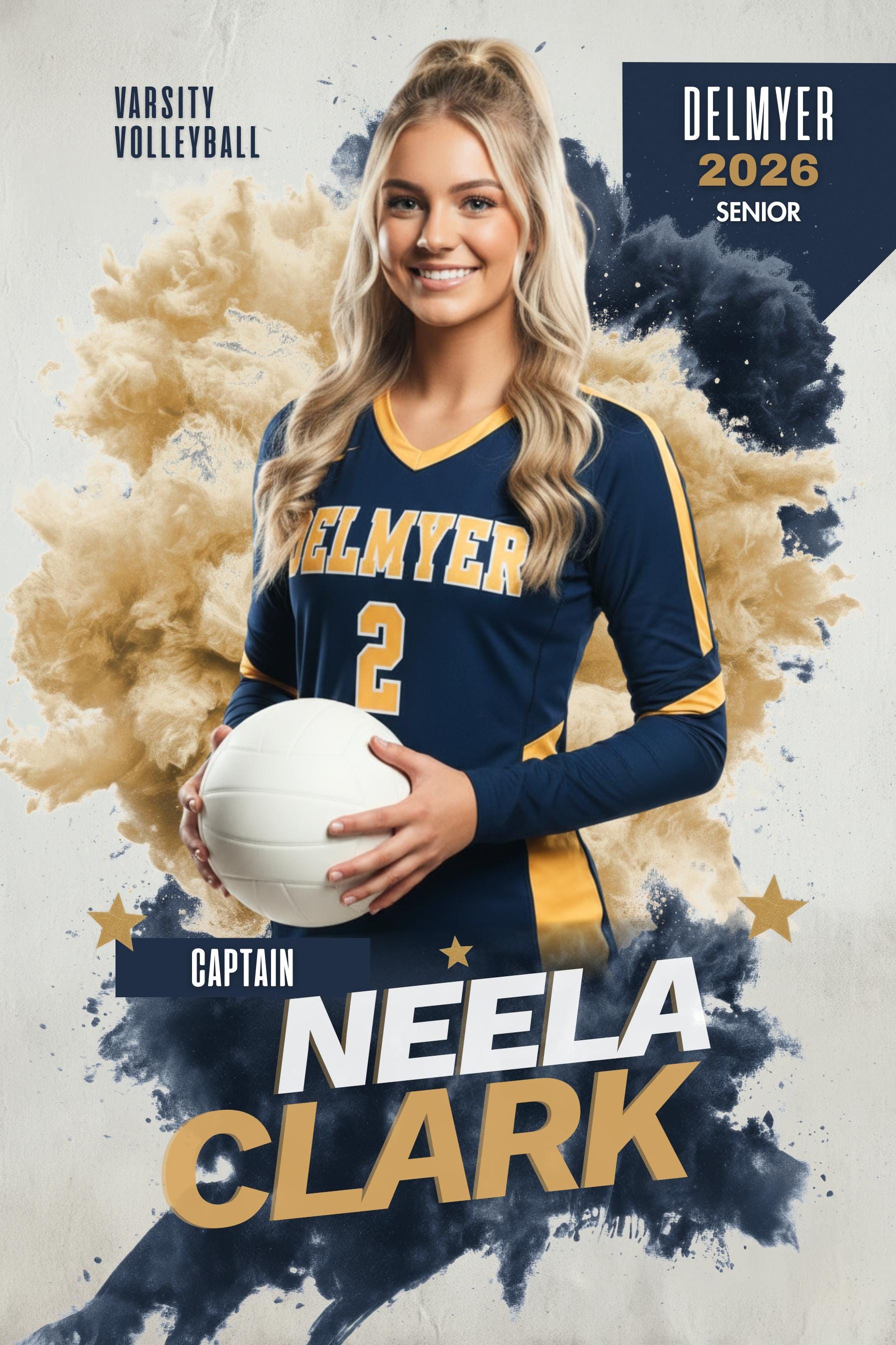 Color Burst Volleyball Poster Template | Editable in Photoshop | 2:3