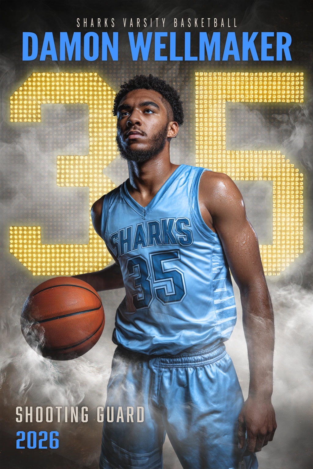 Scoreboard Numbers Basketball Poster Template | Editable in Photoshop | 2:3
