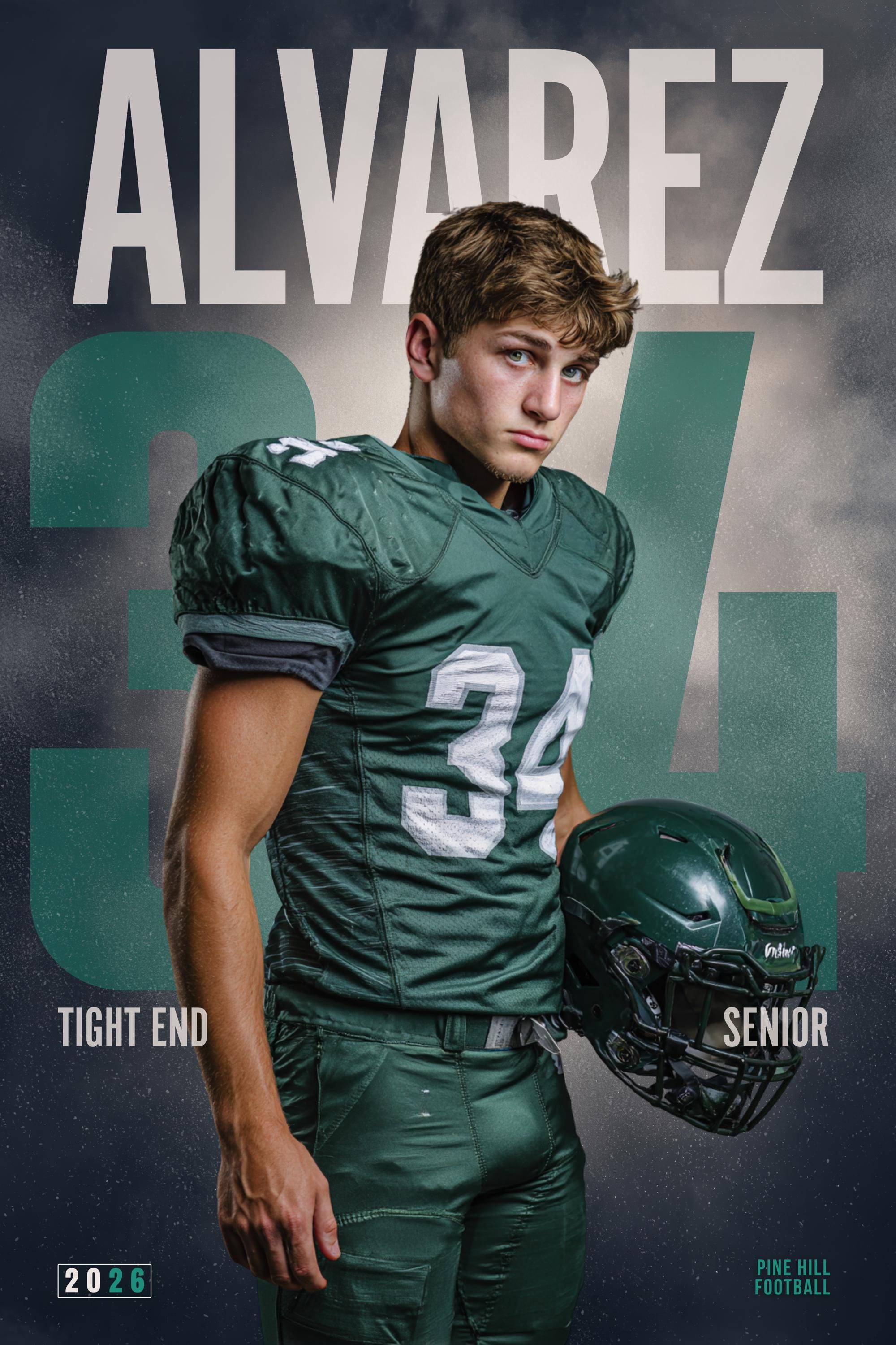 Oversized Number Football Poster Template | Editable in Canva | 2:3